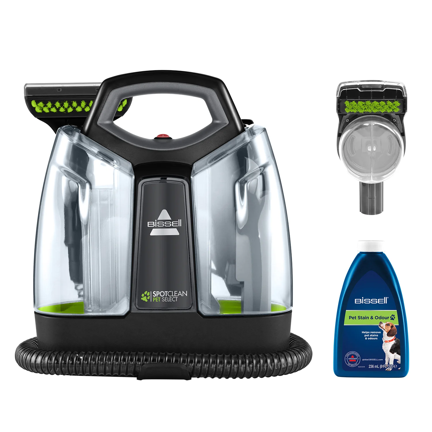 Bissell SpotClean Pet Select Teppichreinigungsmaschine Handgeführt Tief Schwarz, Grün, Transparent