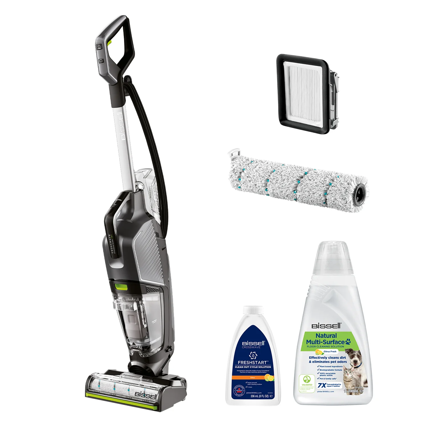 Bissell CrossWave HydroSteam PET Select Standstaubsauger AC Trocken&Nass Beutellos 0 l 1100 W Grau