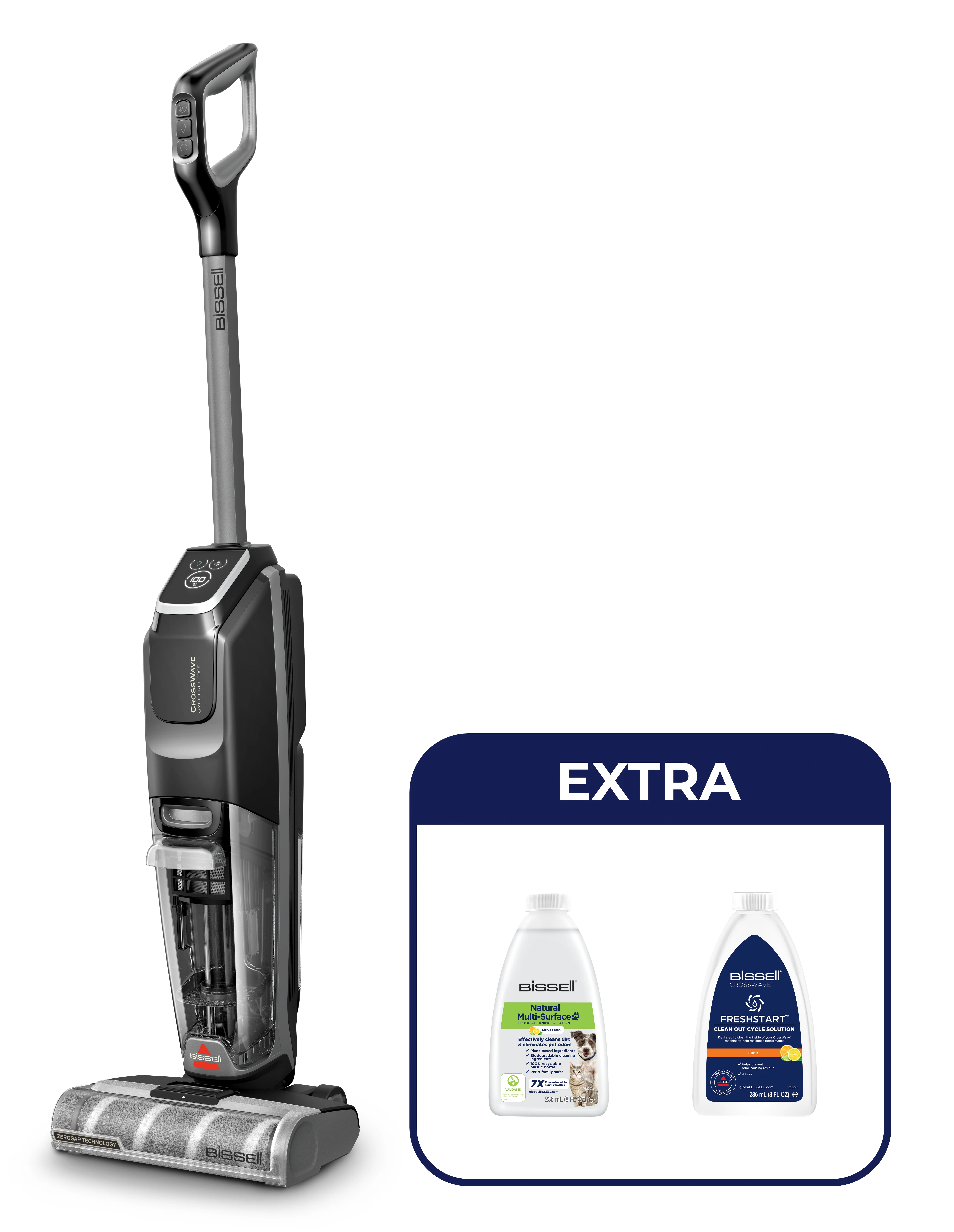 Bissell CrossWave OmniForce Edge Select Standstaubsauger Akku Trocken&Nass Polytetrafluorethylen (PTFE) Beutellos 0 l 22 W Schwarz, Grau