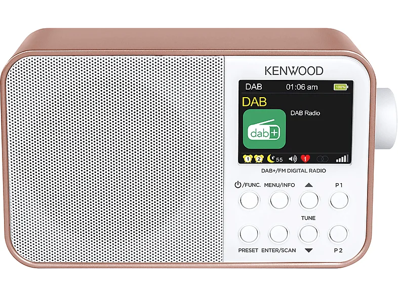 KENWOOD CR-M30DAB-R Tragbares Radio, DAB+ / UKW, DAB+, FM, Bluetooth, Roségold/Weiß
