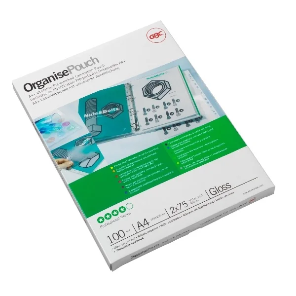 GBC Organise Laminiertaschen 2x125 Micron glänzend A4+ (100)