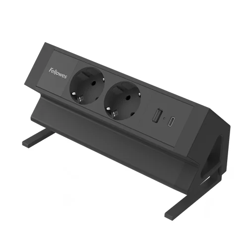 Fellowes 100137182 Verlängerungskabel 2 m 2 AC-Ausgänge Drinnen Schwarz