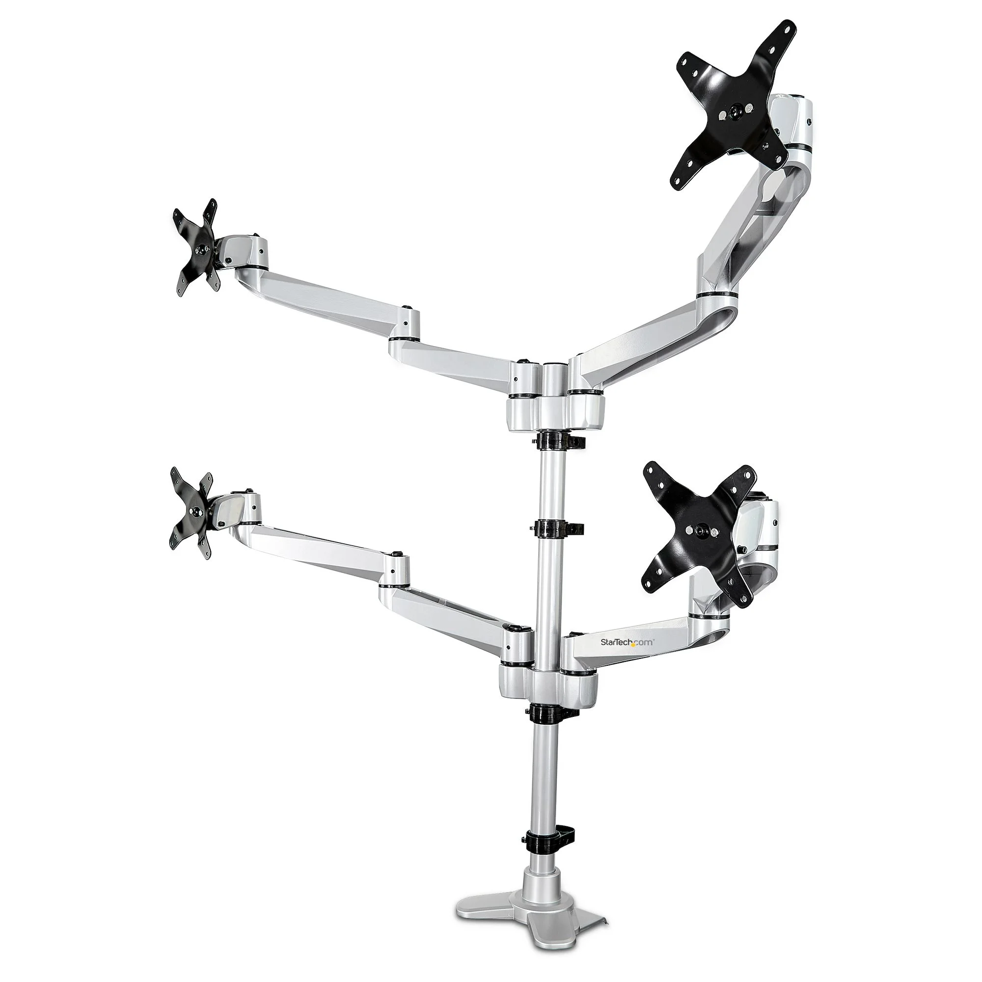 StarTech.com Vierfach-Monitorarm - Premium Gelenkige Monitor Halterung 2x2 für VESA-Bildschirme bis 30" (11,3kg) - Höhenverstellbar - Neig-/Schwenk-/Drehbar - Tischklemme/Tischlochmontage