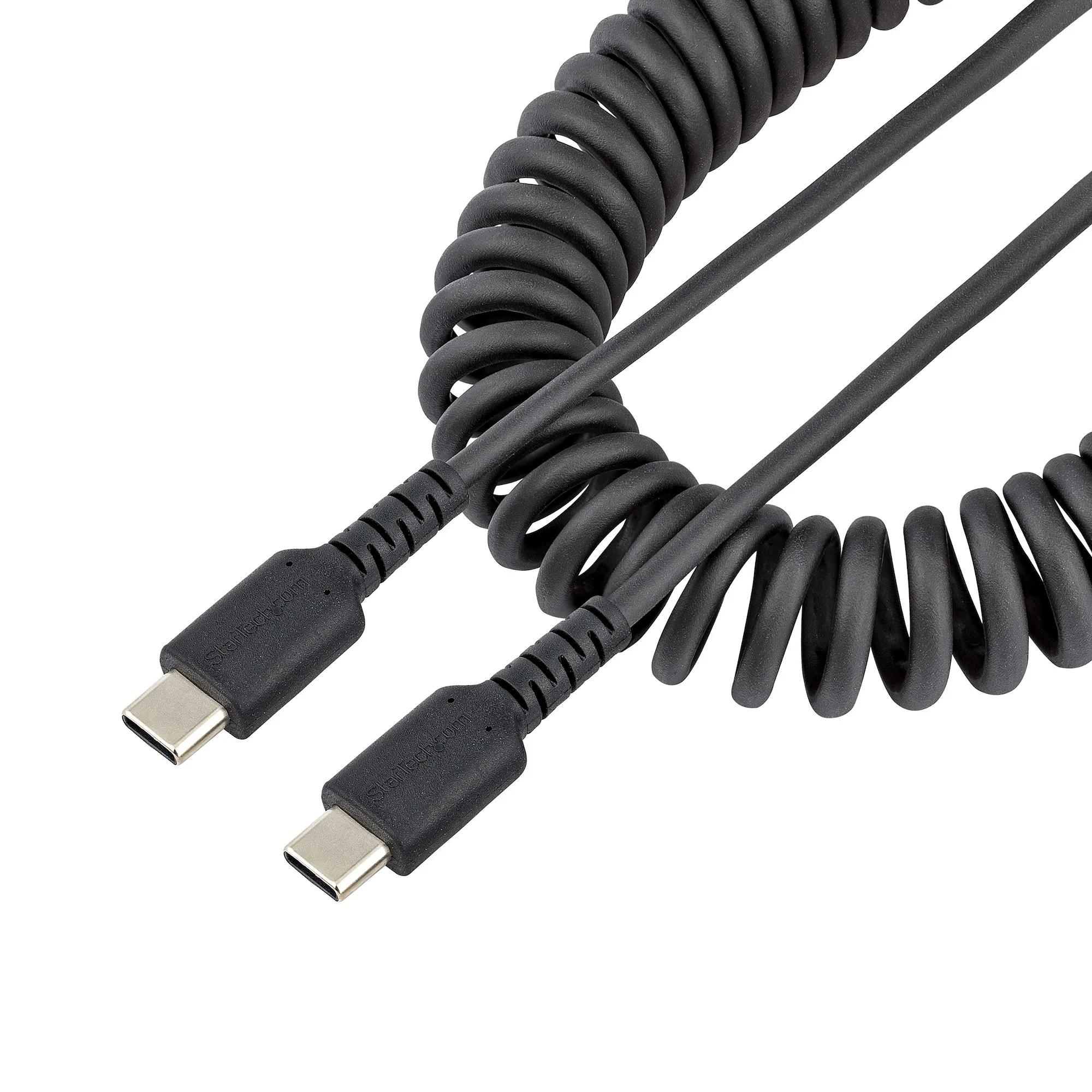 StarTech.com 1m USB-C-Schnellladekabel, Laden und Synchronisieren, 3A, USB 2.0, TPE-Mantel mit Aramidfaser - Robustes USB C Spiral Ladekabel