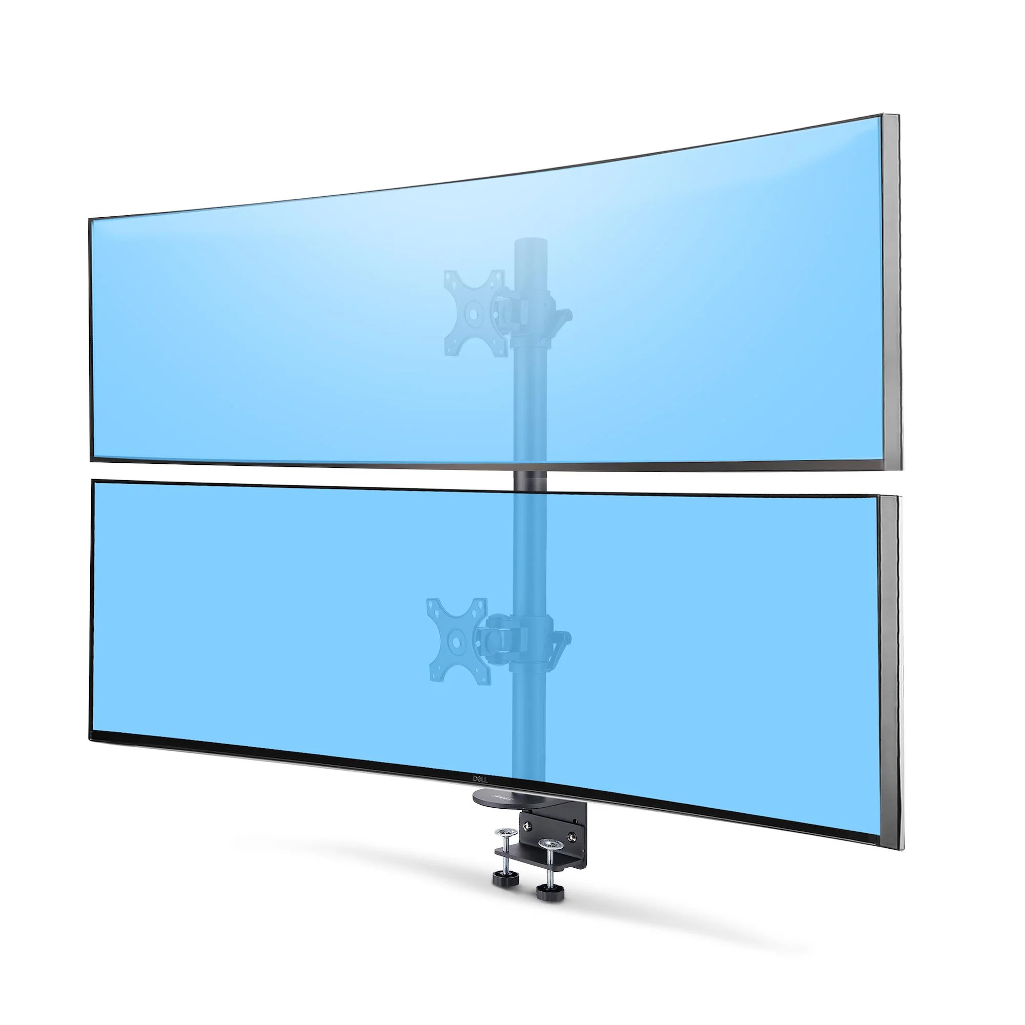 StarTech.com Dual Monitorhalterung 49 Zoll, für 2 Vertikal Gestapelte Monitore, Widescreen 16:9-Ultrawide 32:9, Tragkraft 2x 16 kg, VESA-Schnellbefestigungssystem Bildschirmhalterung-Monitorarm, C-Klemme, TAA