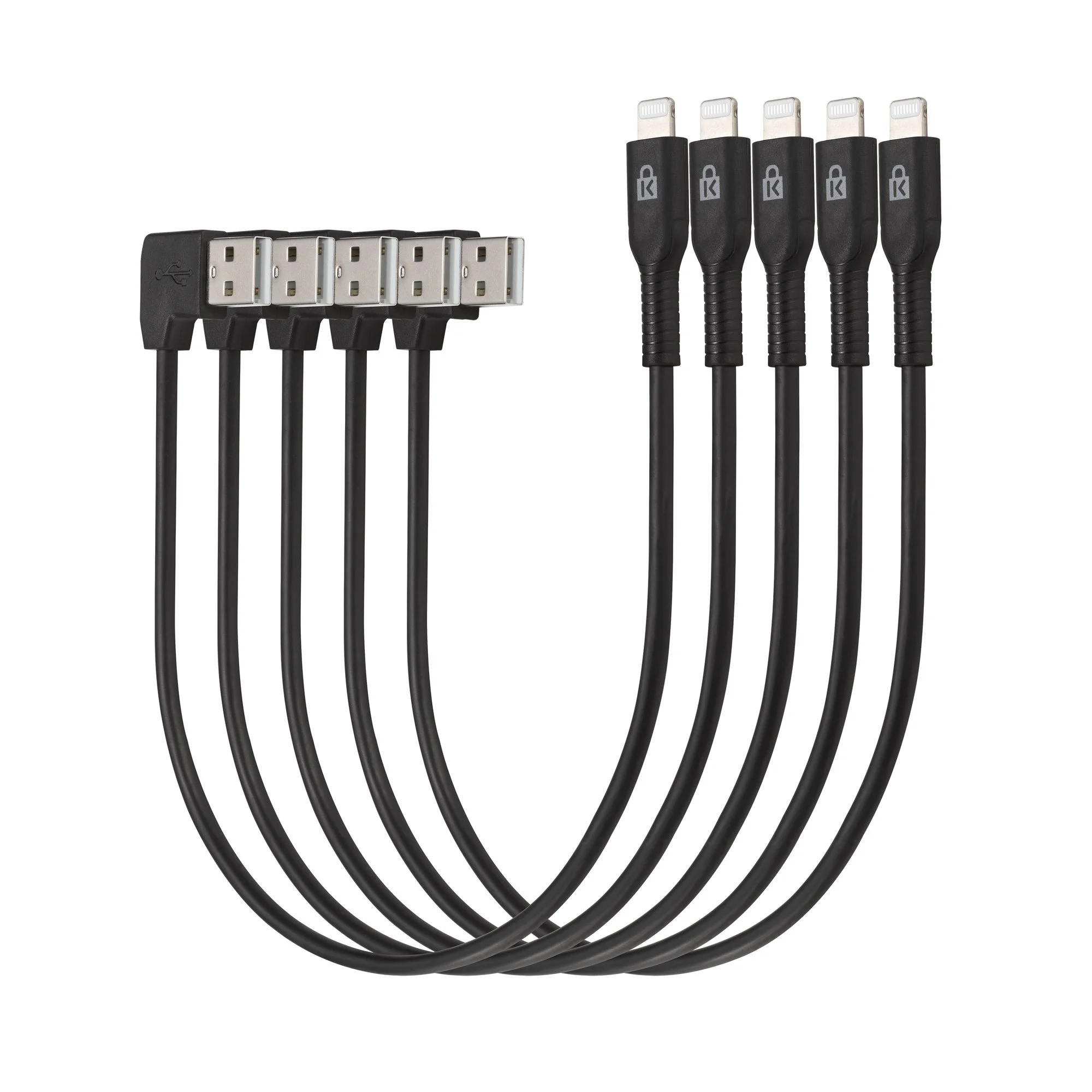 Kensington Lade- & Synchronisierungskabel, Universal-Tablets, USB auf Lightning – 5 Stück