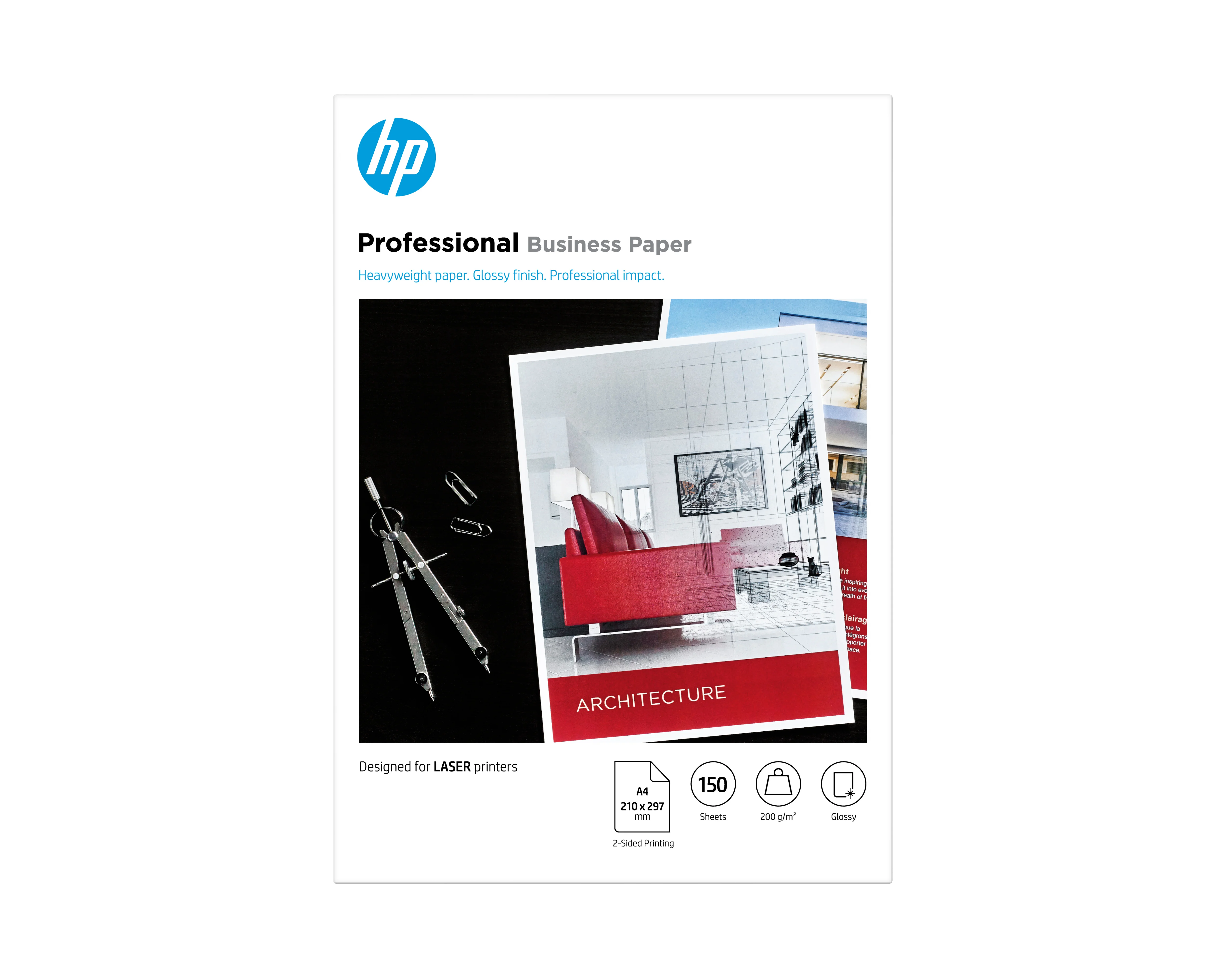 HP Professional FSC-Laser-Papier, glänzend, 200 g/m² – 150 Blatt/A4/210 x 297 mm
