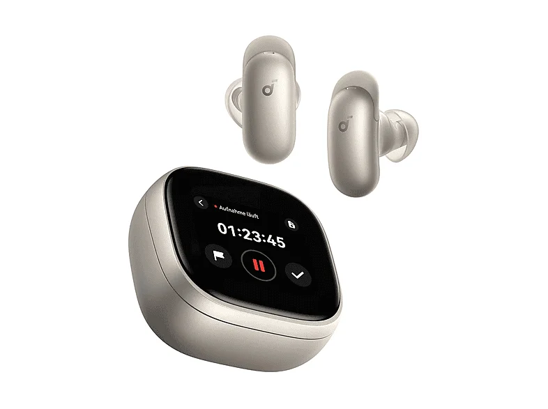 SOUNDCORE BY ANKER Liberty 5 Pro Max, KI-Notizassistent, glasklare Anrufe, 1.78" AMOLED-Display, ANC, In-ear Kopfhörer Bluetooth Gold