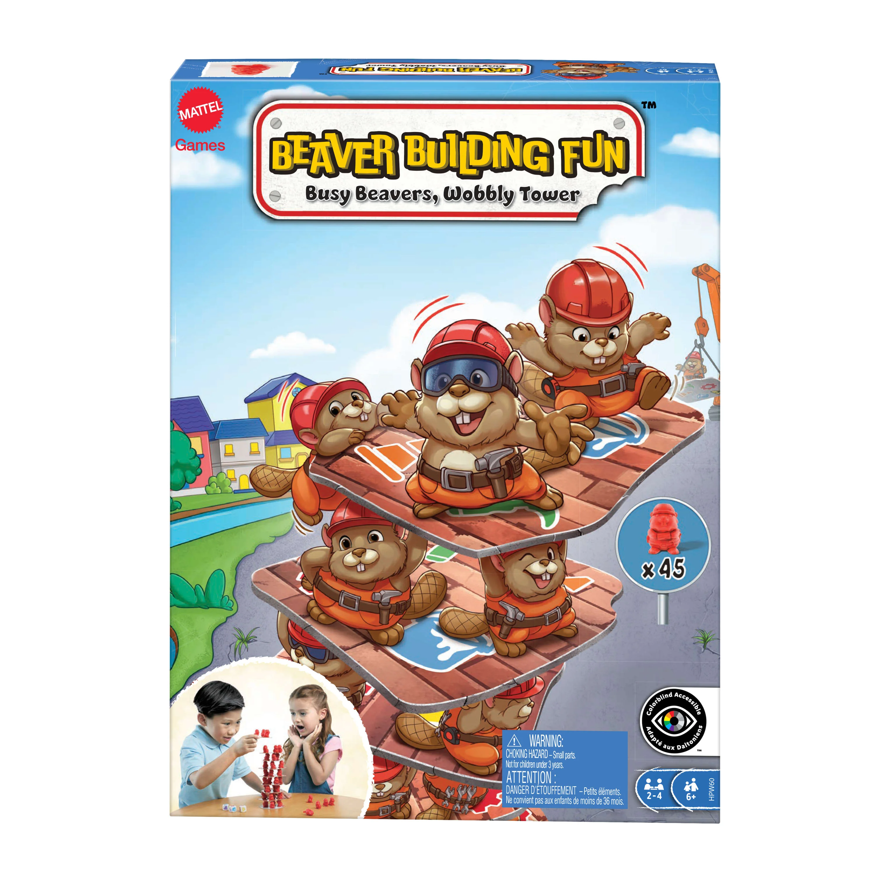 Mattel Games Lustiges Biber-Bauspiel für Kinder, Familien und Spieleabende