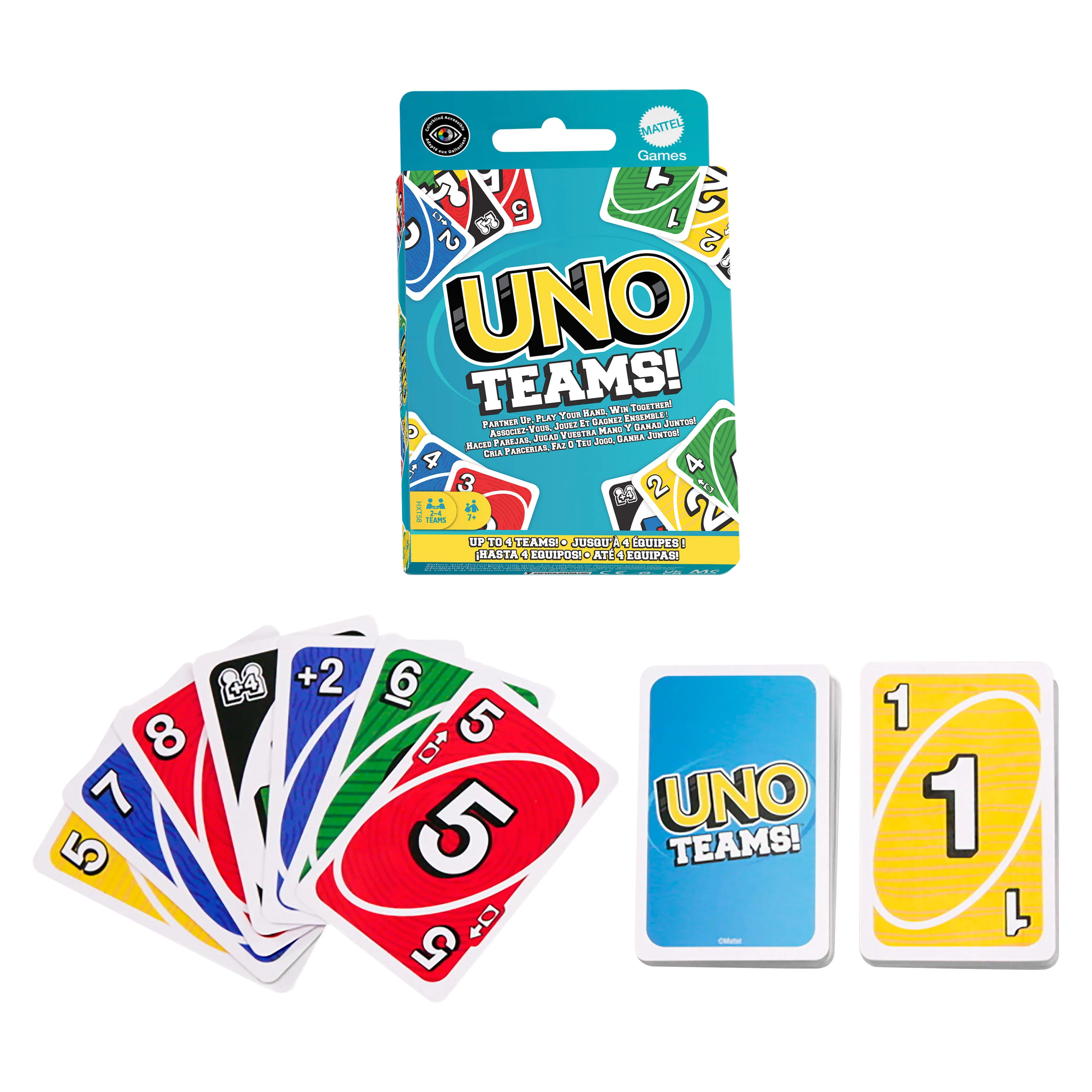 Mattel Games UNO Teams Kartenspiel für Kinder, Erwachsene, Familienabend, Partys und Reisen
