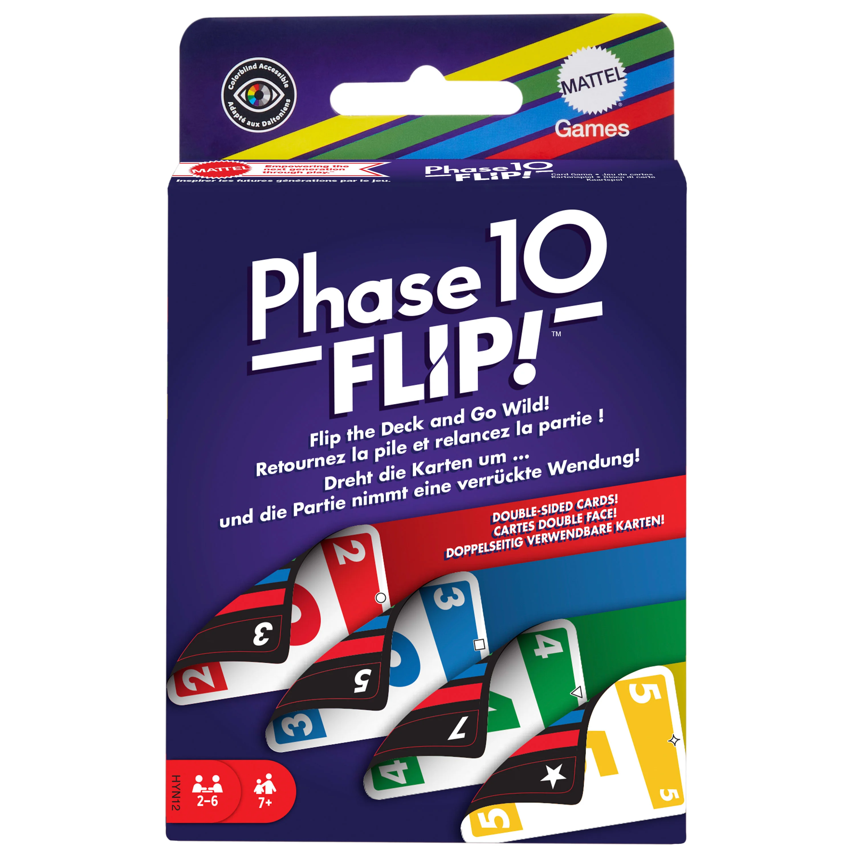 Mattel Games Phase 10 Flip Kartenspiel, klassisches Kartenspiel für die ganze Familie mit beidseitig bedruckten Karten für 2 bis 6 Spieler