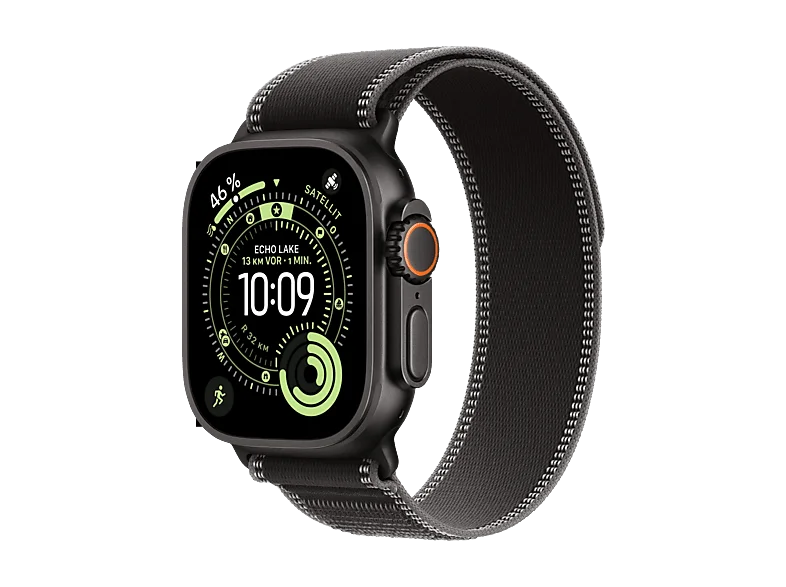 APPLE Watch Ultra 3 GPS + Cellular 49, 2025 Smartwatch Titangehäuse Polyester/Nylon, 145-220 mm, Schwarz/Kohlegrau