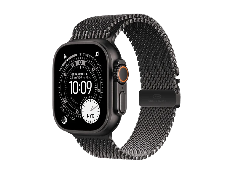 APPLE Watch Ultra 3 GPS + Cellular 49, 2025 Smartwatch Titangehäuse Titan, 155-185 mm, Schwarz