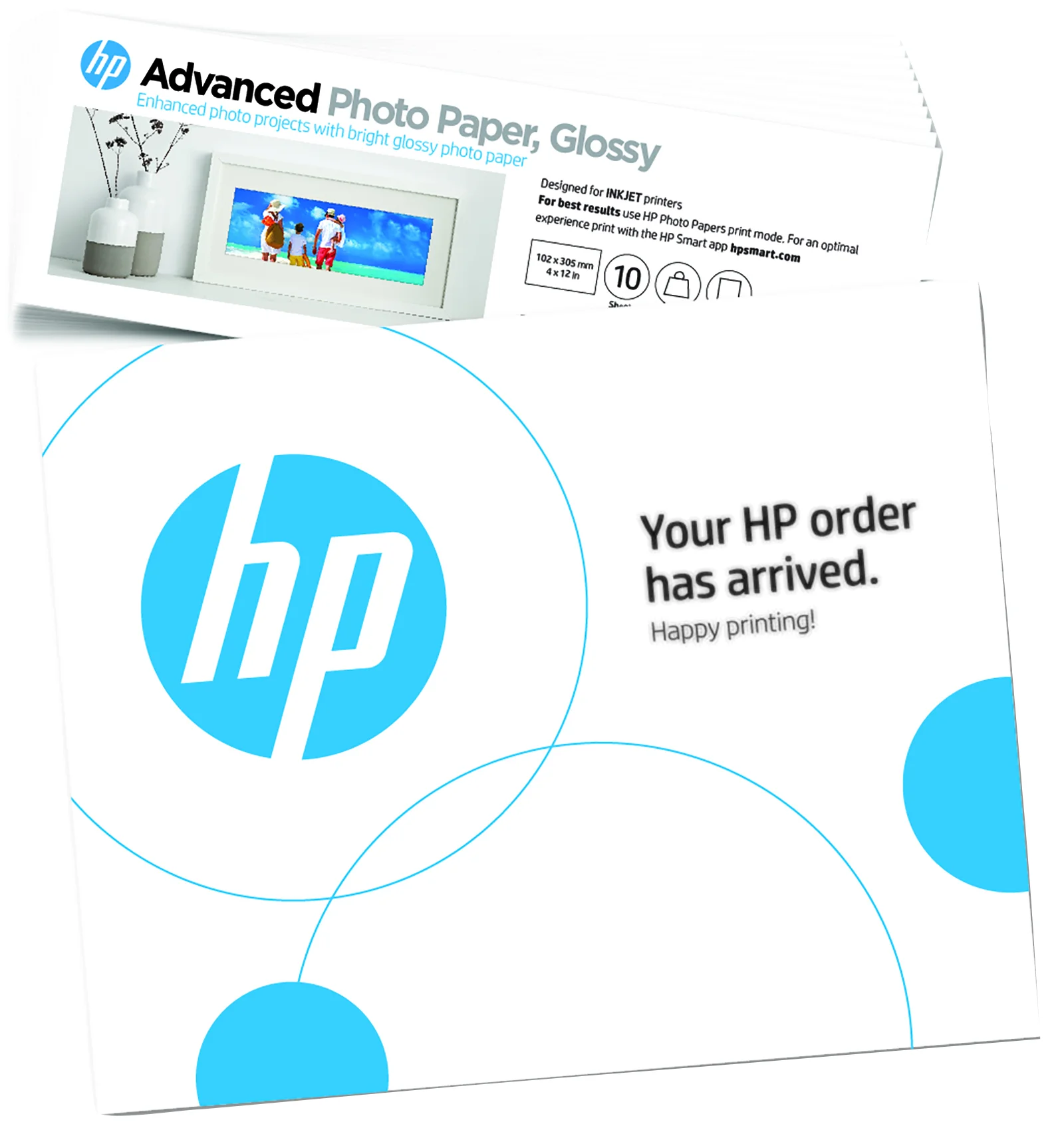 HP Advanced Fotopapier, glänzend, 29,48 kg, 101 x 305 mm (4 x 12 Zoll), 10 Blatt