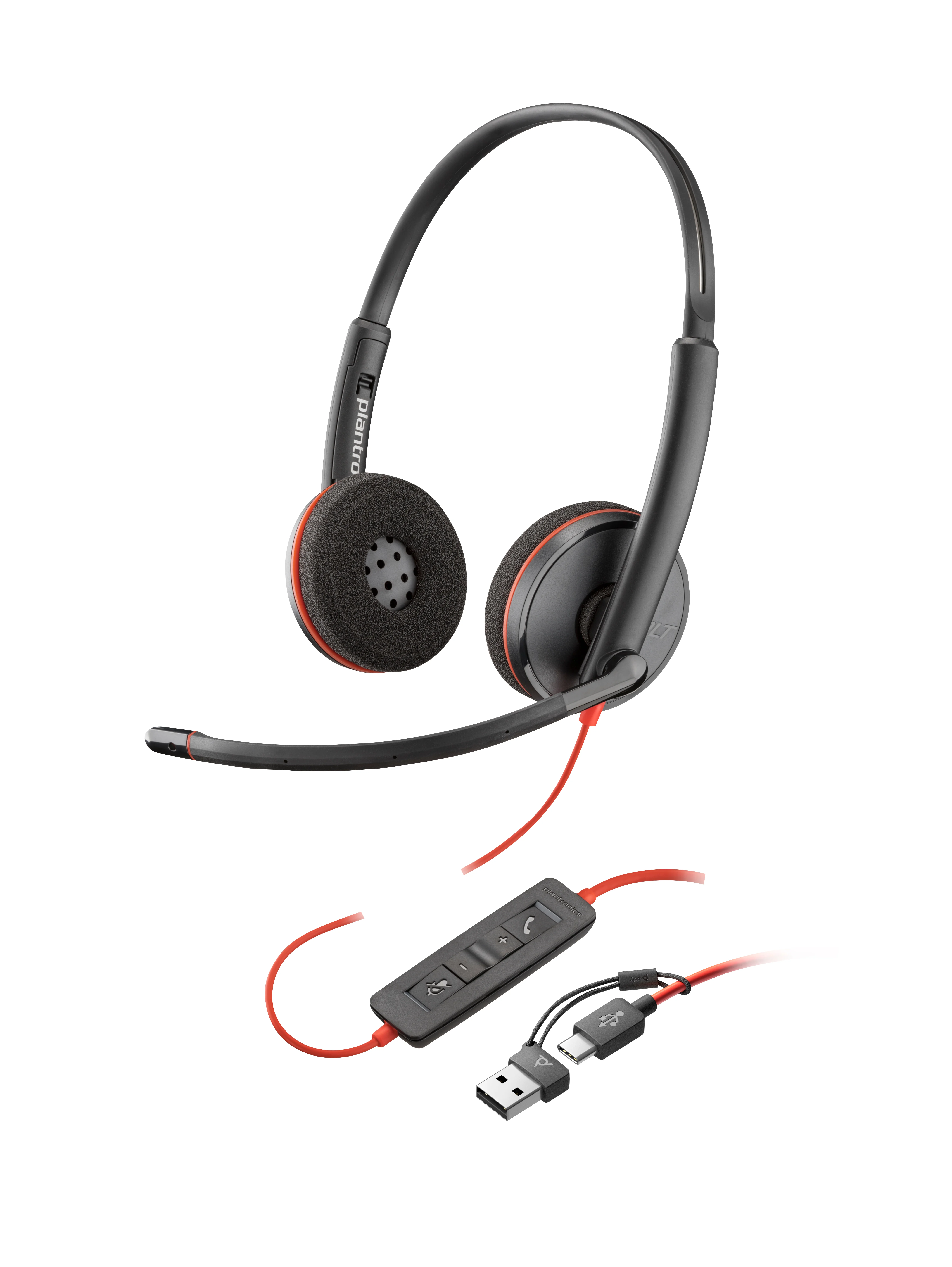 HP Poly Blackwire 3220 USB-C Stereo-Headset + USB-C/A-Adapter