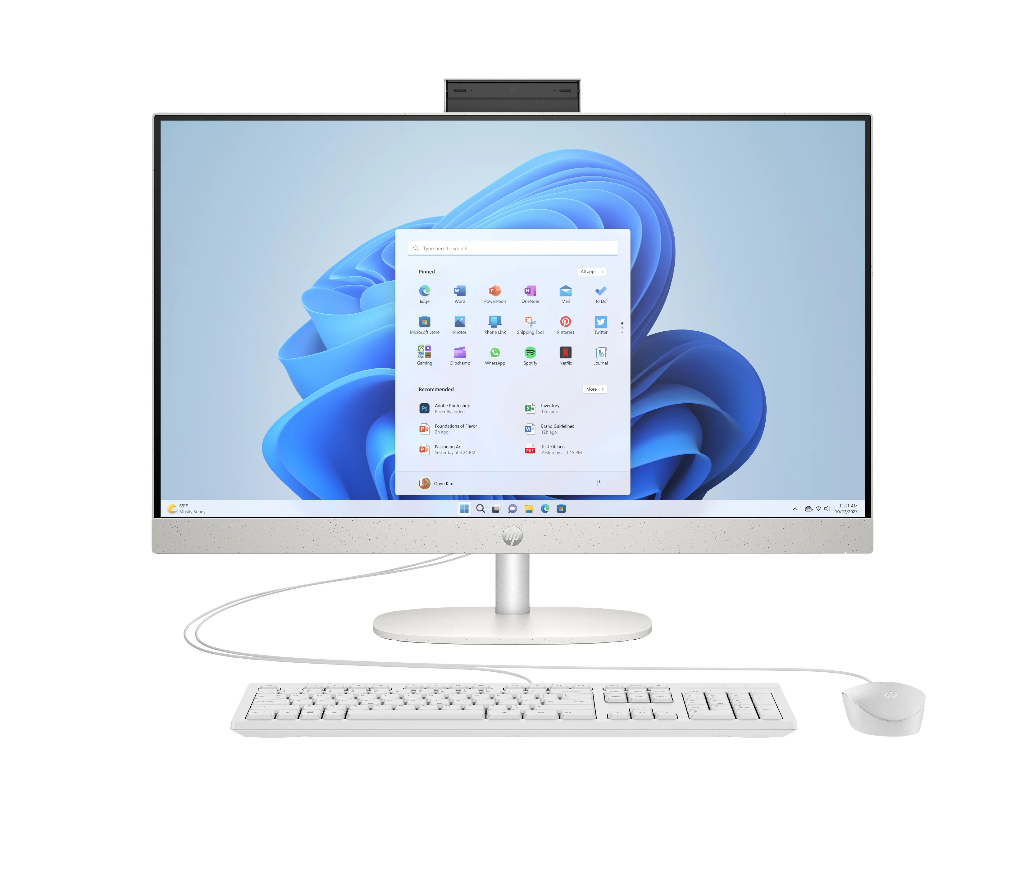 HP 27-cr0106ng Intel® Core™ i5 i5-1335U 68,6 cm (27") 1920 x 1080 Pixel All-in-One-PC 16 GB DDR4-SDRAM 512 GB SSD Windows 11 Home Wi-Fi 6 (802.11ax) Weiß