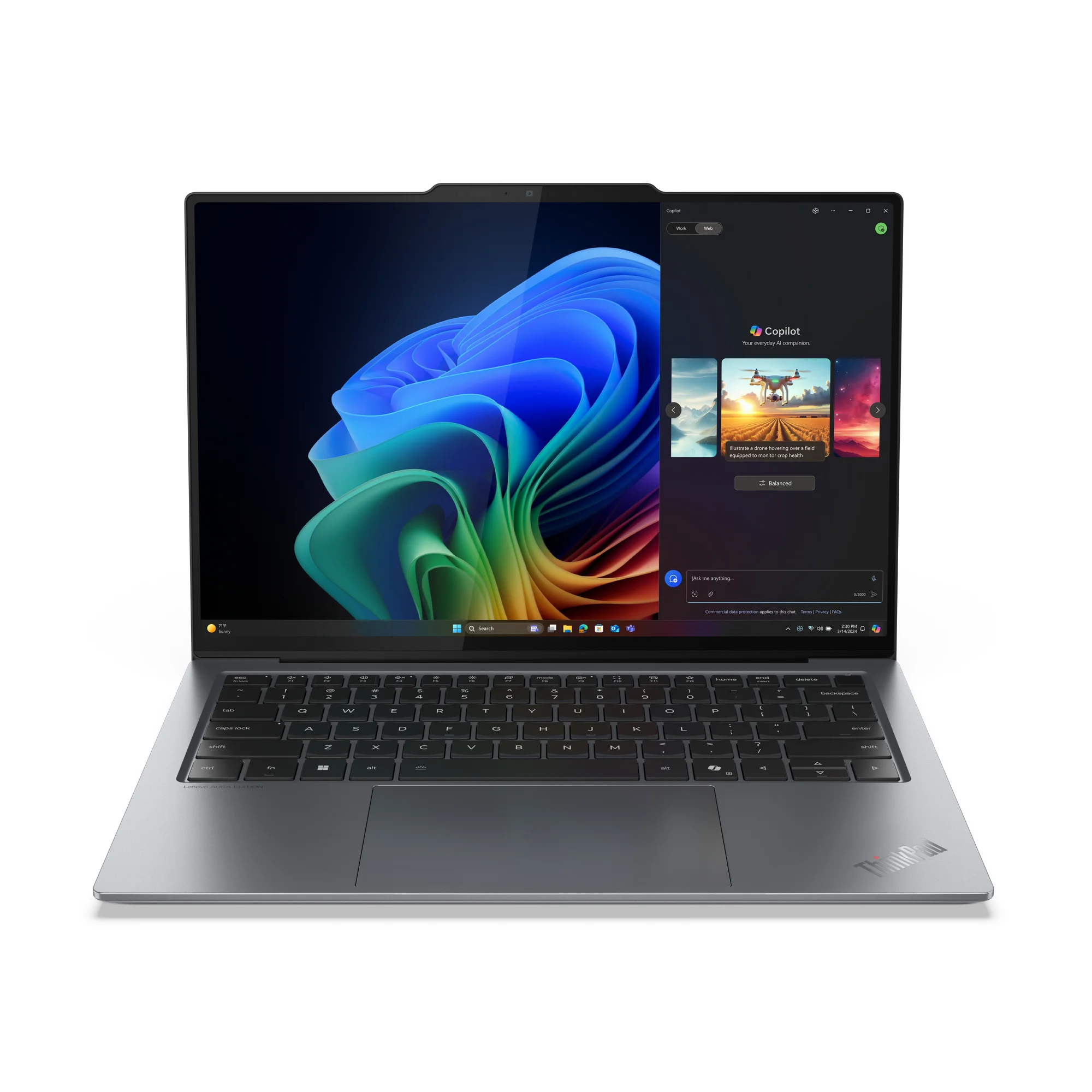 Lenovo ThinkPad X9-14 Gen 1 Copilot+ PC Intel Core Ultra 5 228V Laptop 35,6 cm (14") WUXGA 32 GB LPDDR5x-SDRAM 512 GB SSD Wi-Fi 7 (802.11be) Windows 11 Pro Grau Deutsch