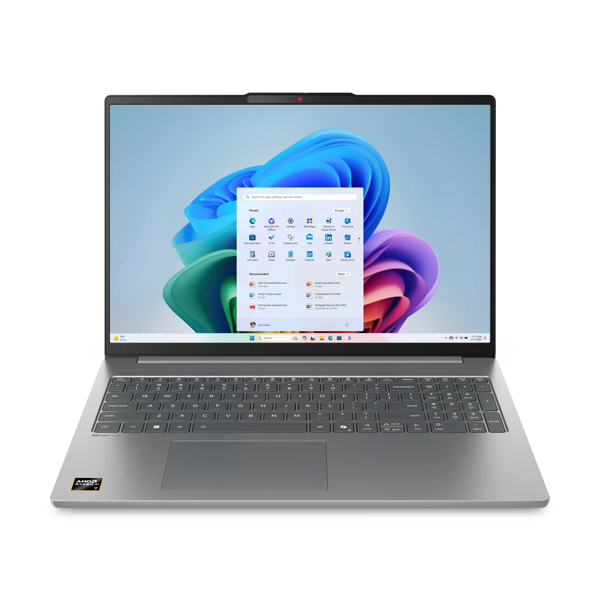 Lenovo IdeaPad Slim 5 16AKP10 Copilot+ PC AMD Ryzen AI 7 350 Laptop 40,6 cm (16") WUXGA 16 GB DDR5-SDRAM 1 TB SSD Wi-Fi 7 (802.11be) Windows 11 Home Deutsch Grau
