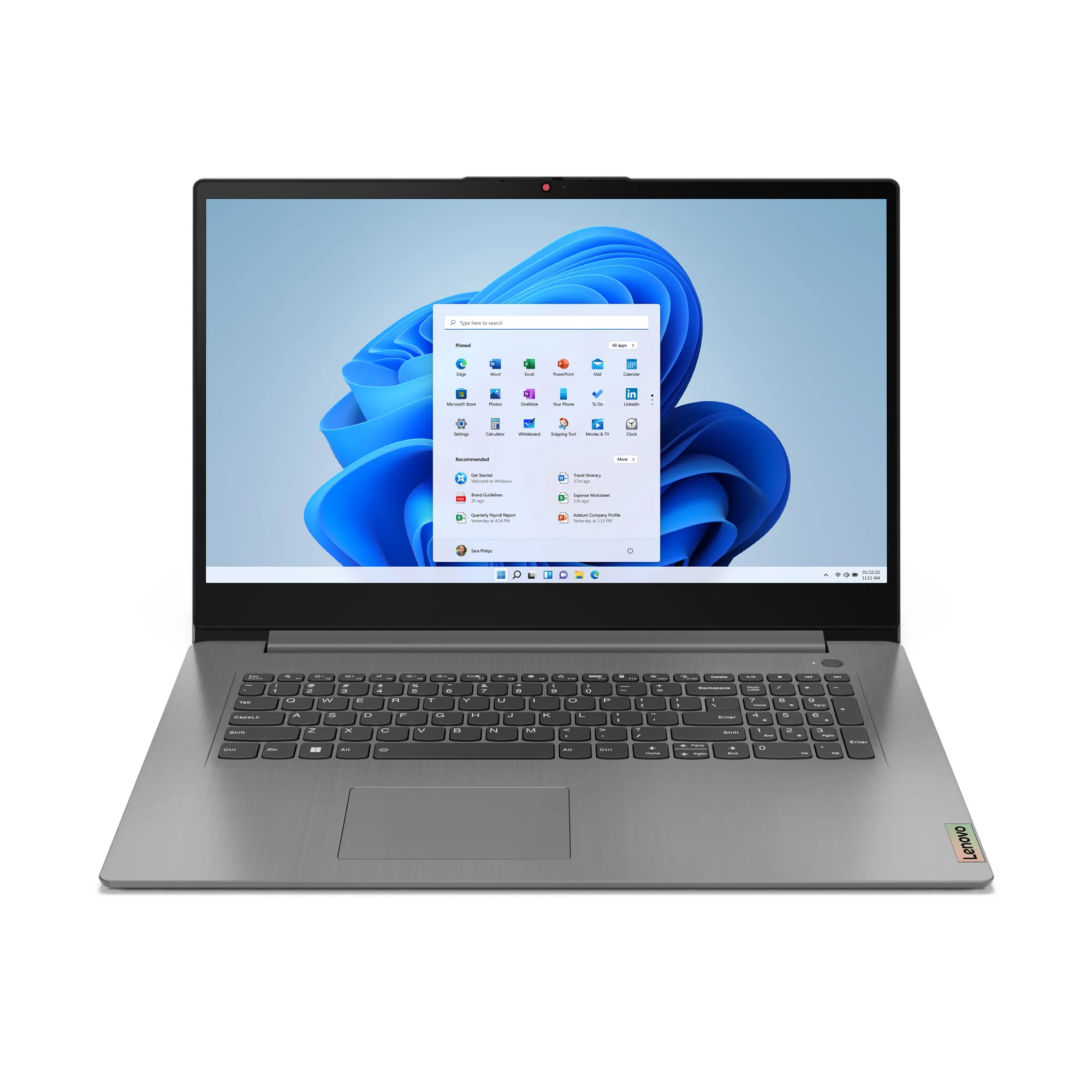 Lenovo IdeaPad 3 17ABA7 AMD Ryzen™ 7 5825U Laptop 43,9 cm (17.3") Full HD 16 GB DDR4-SDRAM 1 TB SSD Wi-Fi 6 (802.11ax) Windows 11 Home Grau Deutsch