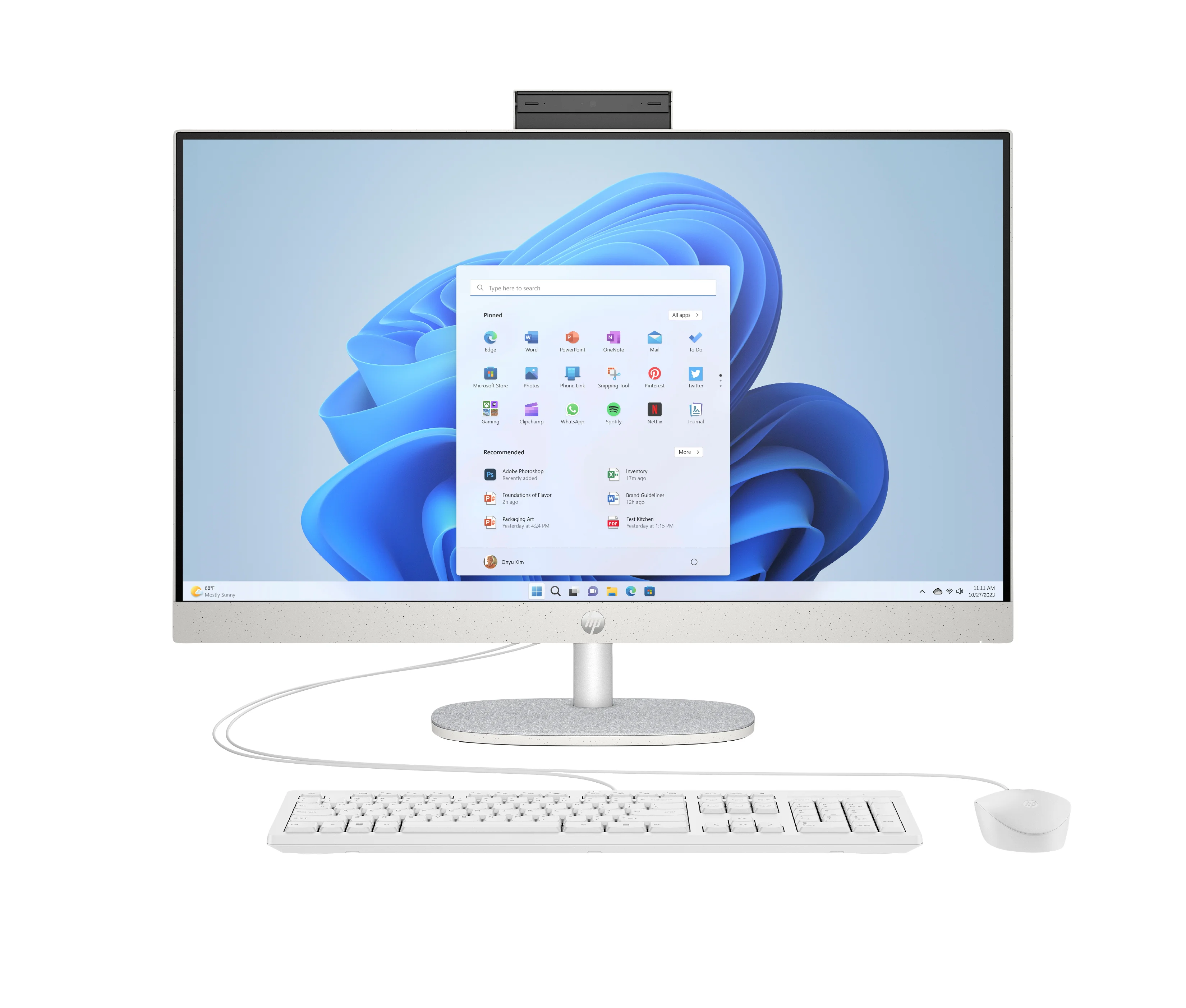 HP 27-cr0107ng Intel® Core™ i3 i3-1315U 68,6 cm (27") 1920 x 1080 Pixel All-in-One-PC 8 GB DDR4-SDRAM 512 GB SSD FreeDOS Wi-Fi 6 (802.11ax) Weiß