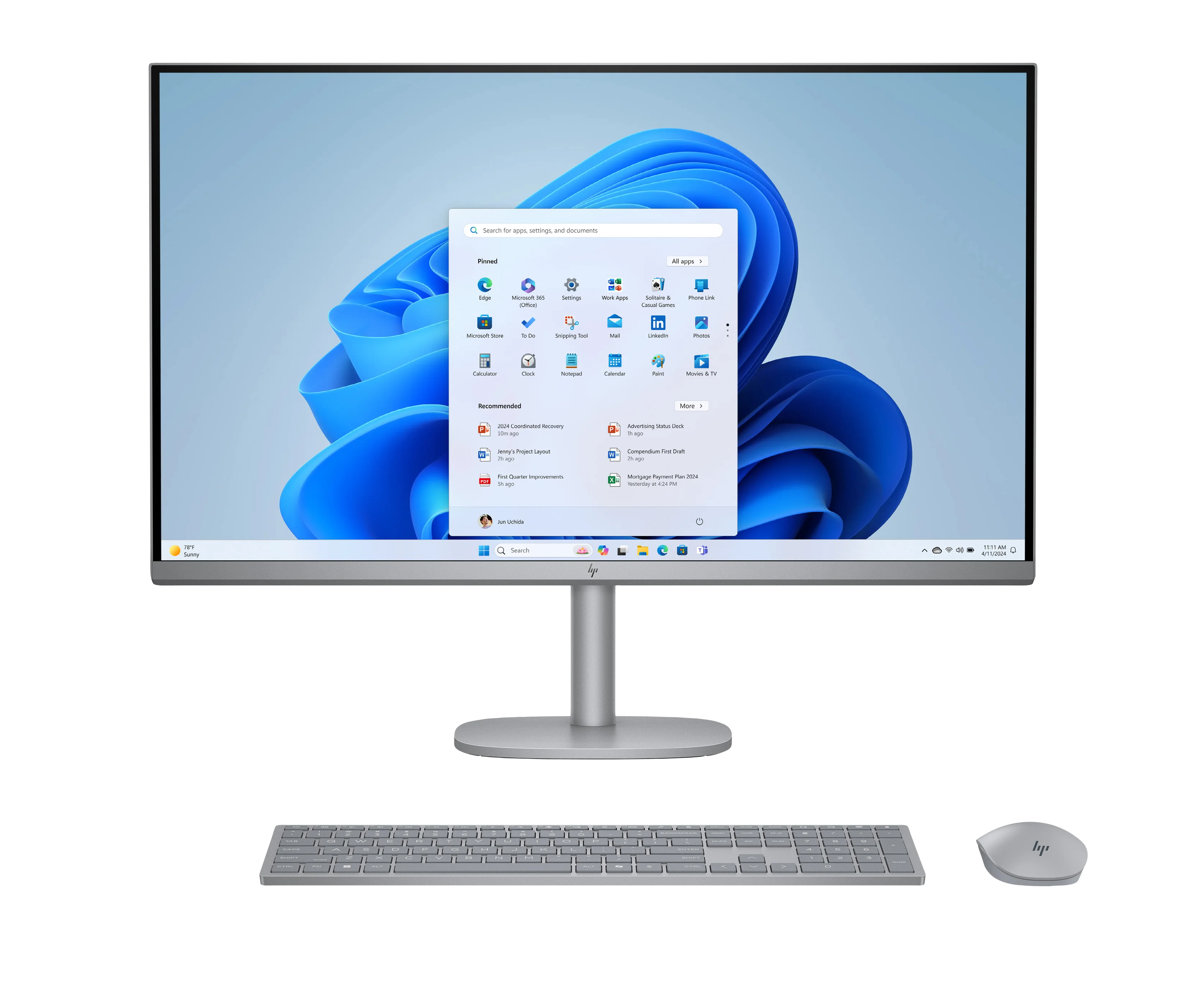 HP OmniStudio X 32-c0170ng Intel Core Ultra 7 155H 80 cm (31.5") 3840 x 2160 Pixel All-in-One-PC 32 GB DDR5-SDRAM 1 TB SSD Windows 11 Home Wi-Fi 7 (802.11be) AI PC Silber