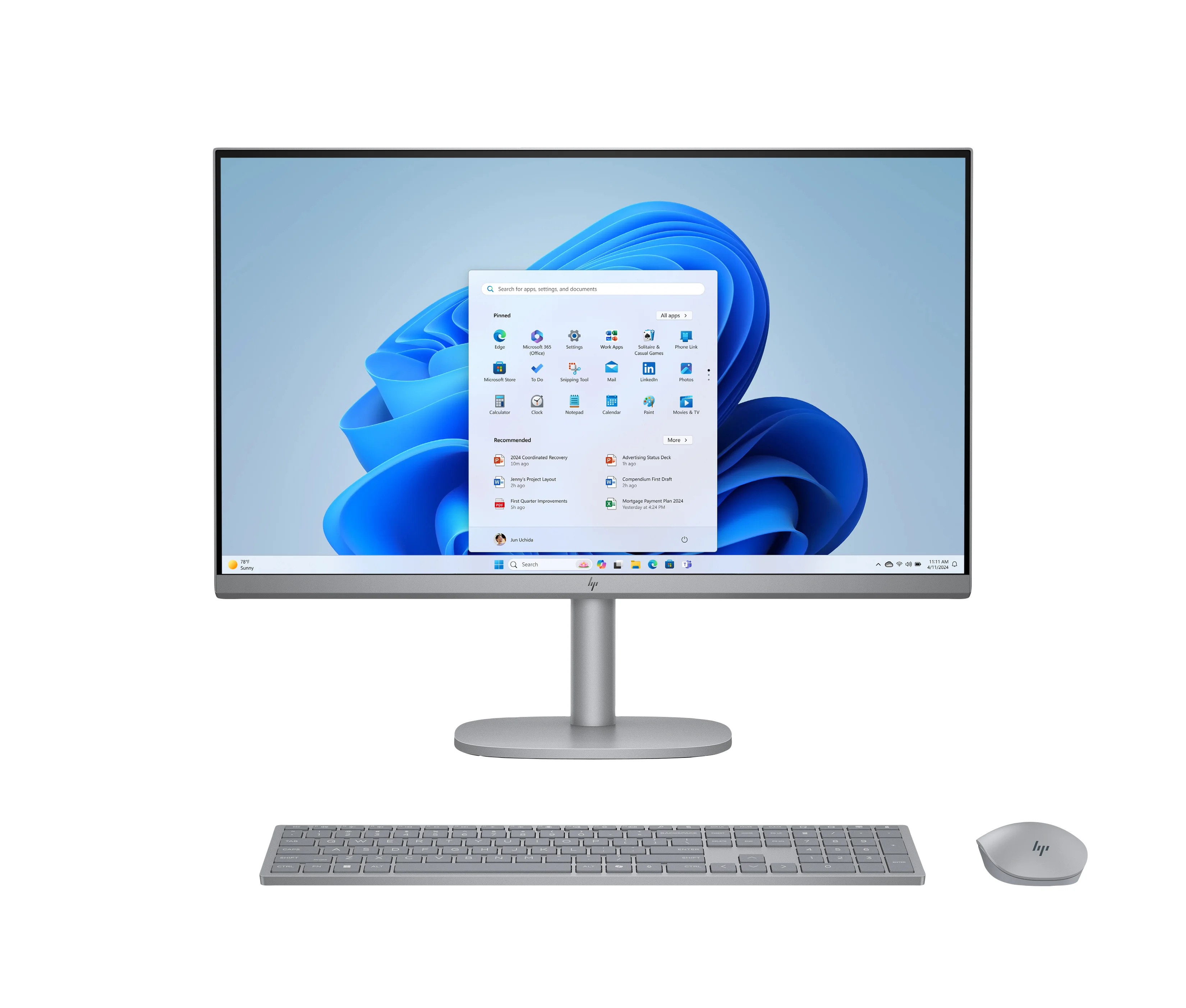 HP OmniStudio X 27-cs0350ng Intel Core Ultra 5 125H 68,6 cm (27") 1920 x 1080 Pixel All-in-One-PC 16 GB DDR5-SDRAM 1 TB SSD Windows 11 Home Wi-Fi 6E (802.11ax) AI PC Silber