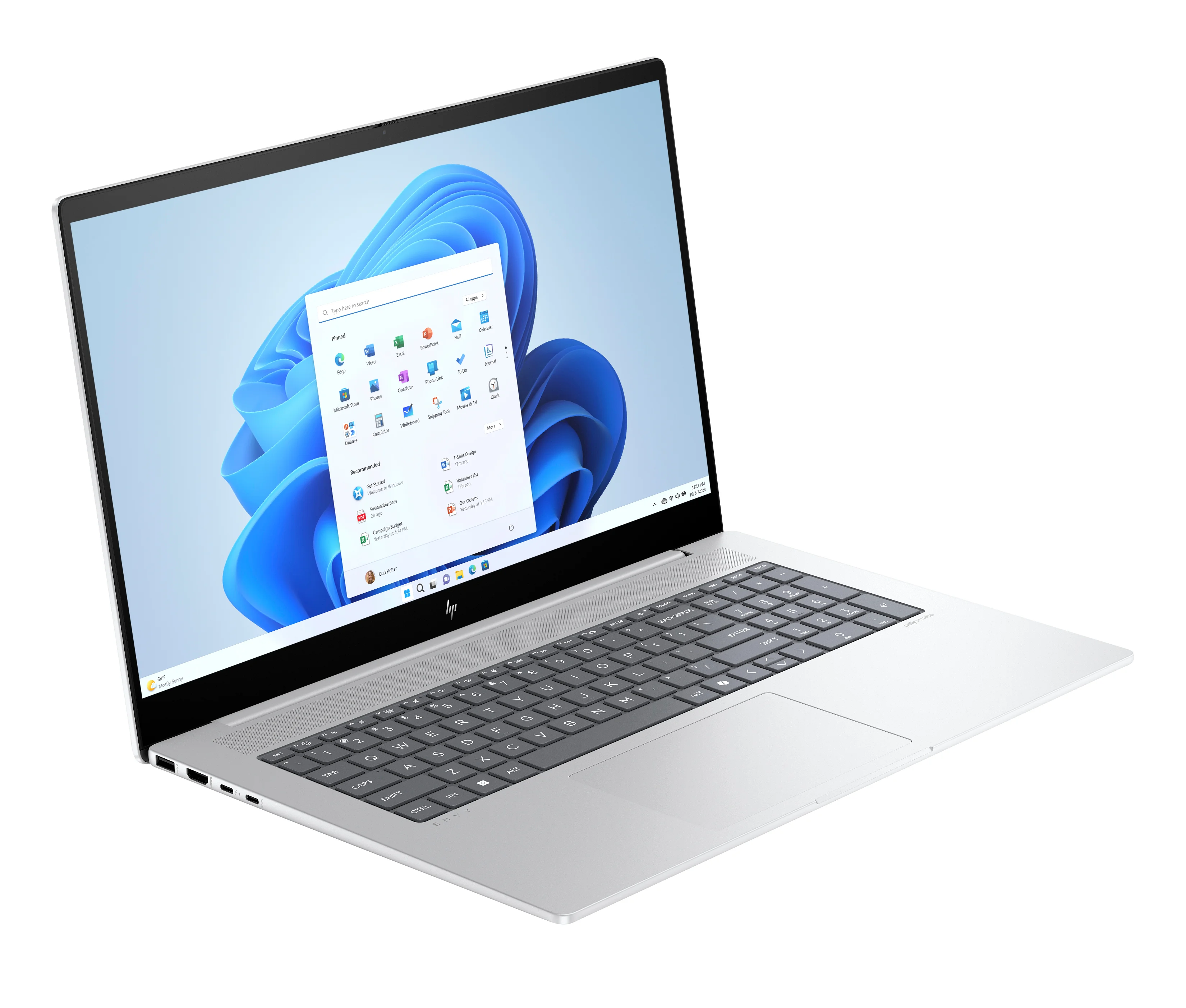 HP ENVY 17-da0471ng Intel Core Ultra 7 155U Laptop 43,9 cm (17.3") Touchscreen Full HD 32 GB DDR5-SDRAM 1 TB SSD NVIDIA GeForce RTX 3050 Wi-Fi 6E (802.11ax) Windows 11 Pro AI PC Silber