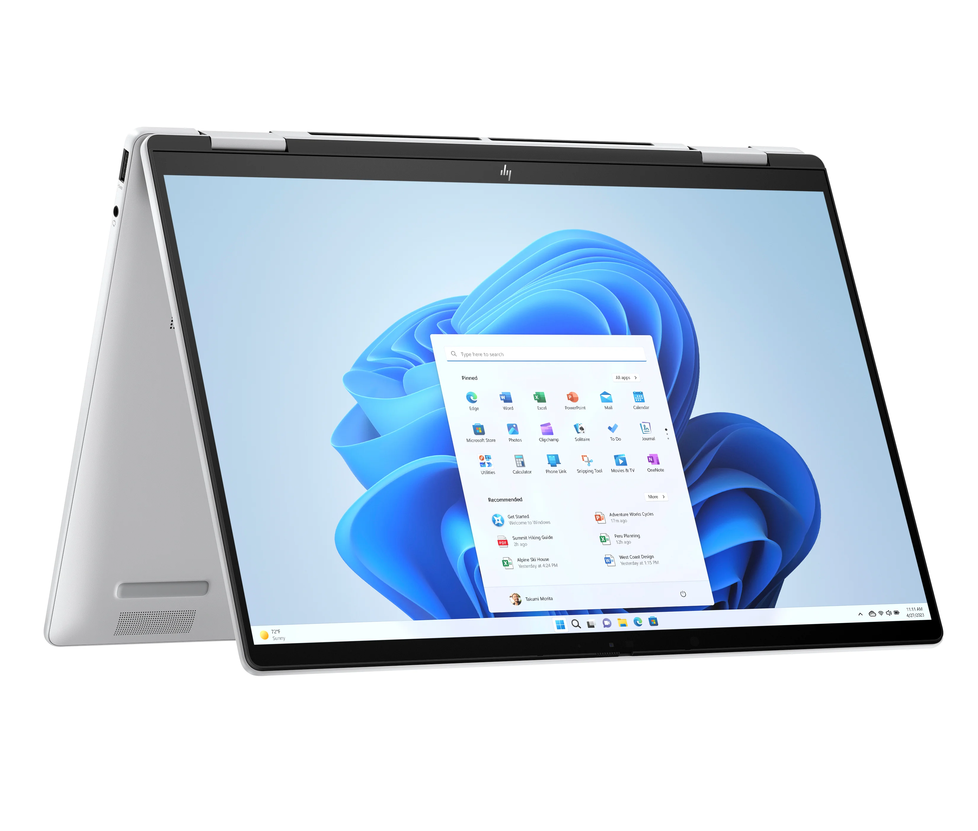 HP ENVY x360 14-fa0470ng AMD Ryzen™ 7 8840HS Hybrid (2-in-1) 35,6 cm (14") Touchscreen 3K 16 GB LPDDR5-SDRAM 1 TB SSD Wi-Fi 7 (802.11be) Windows 11 Home AI PC Silber