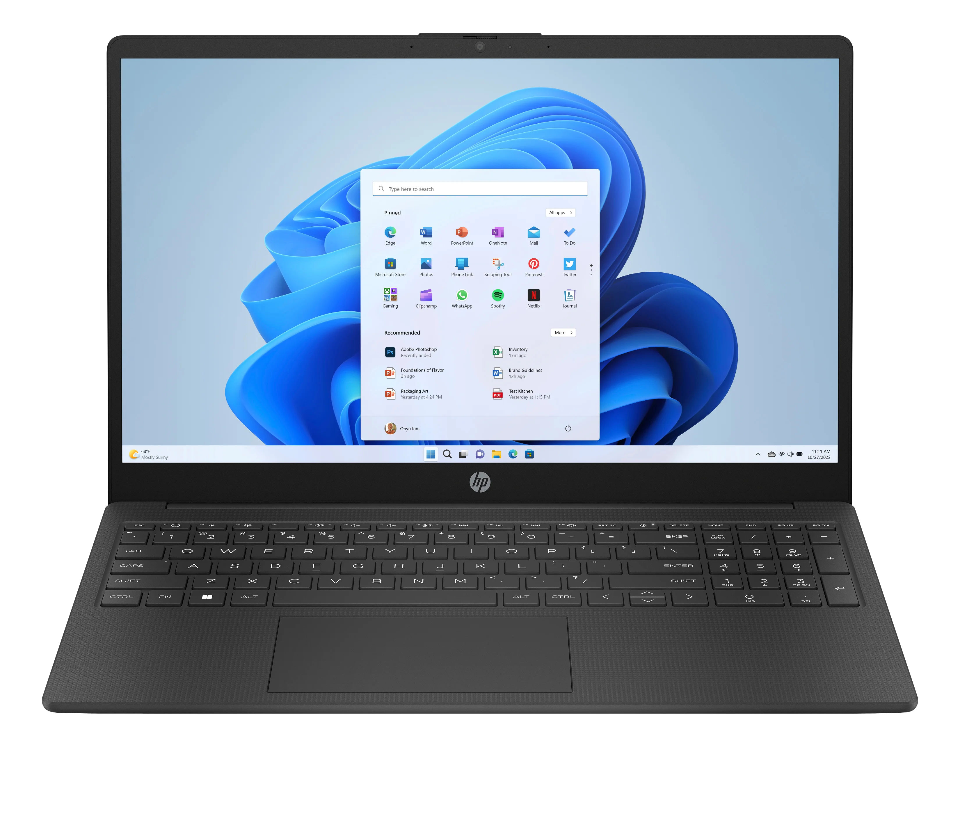 HP 15-fd0411ng Intel® N N100 Laptop 39,6 cm (15.6") Full HD 4 GB DDR4-SDRAM 128 GB eMMC Wi-Fi 6 (802.11ax) Windows 11 Home in S mode Schwarz