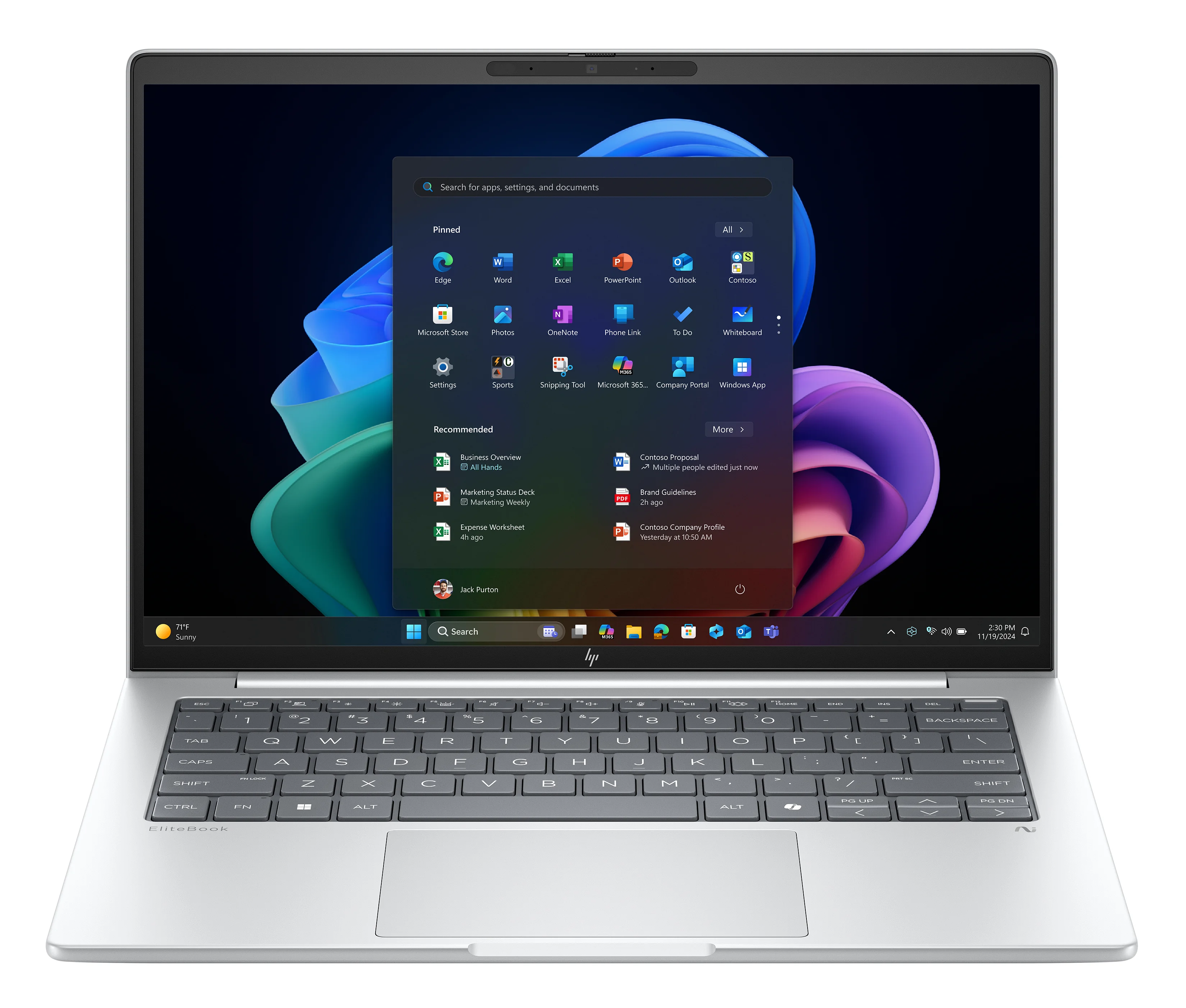 HP EliteBook 8 G1a Next Gen AI PC Copilot+ PC AMD Ryzen AI 5 340 Laptop 35,6 cm (14") 2.5K 32 GB DDR5-SDRAM 512 GB SSD Wi-Fi 7 (802.11be) Windows 11 Pro Silber
