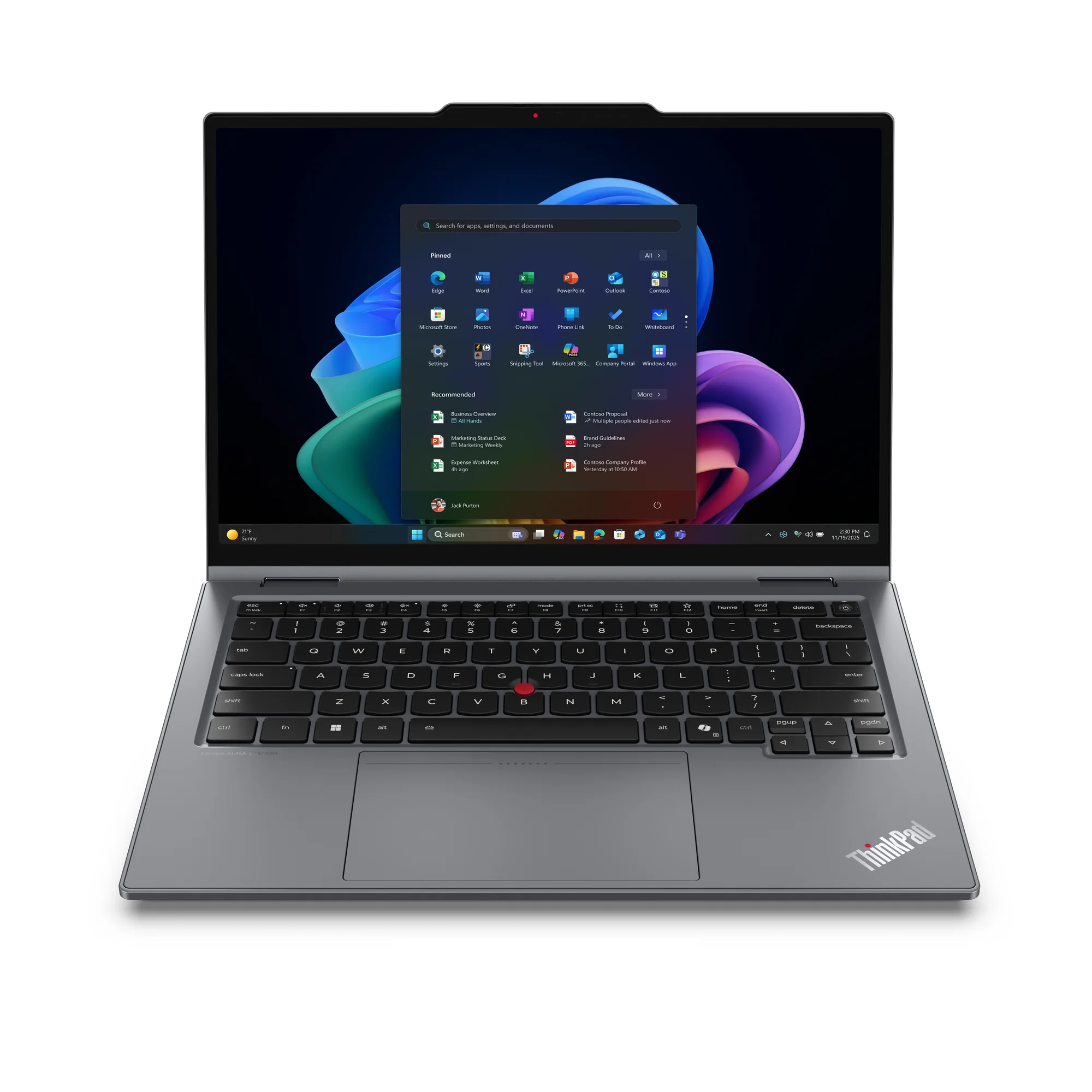 Lenovo ThinkPad X1 2-in-1 Gen 11 Aura Edition Copilot+ PC Intel Core Ultra 7 355 Hybrid (2-in-1) 35,6 cm (14") Touchscreen WUXGA 32 GB LPDDR5x-SDRAM 1 TB SSD Wi-Fi 7 (802.11be) Windows 11 Pro Grau Deutsch