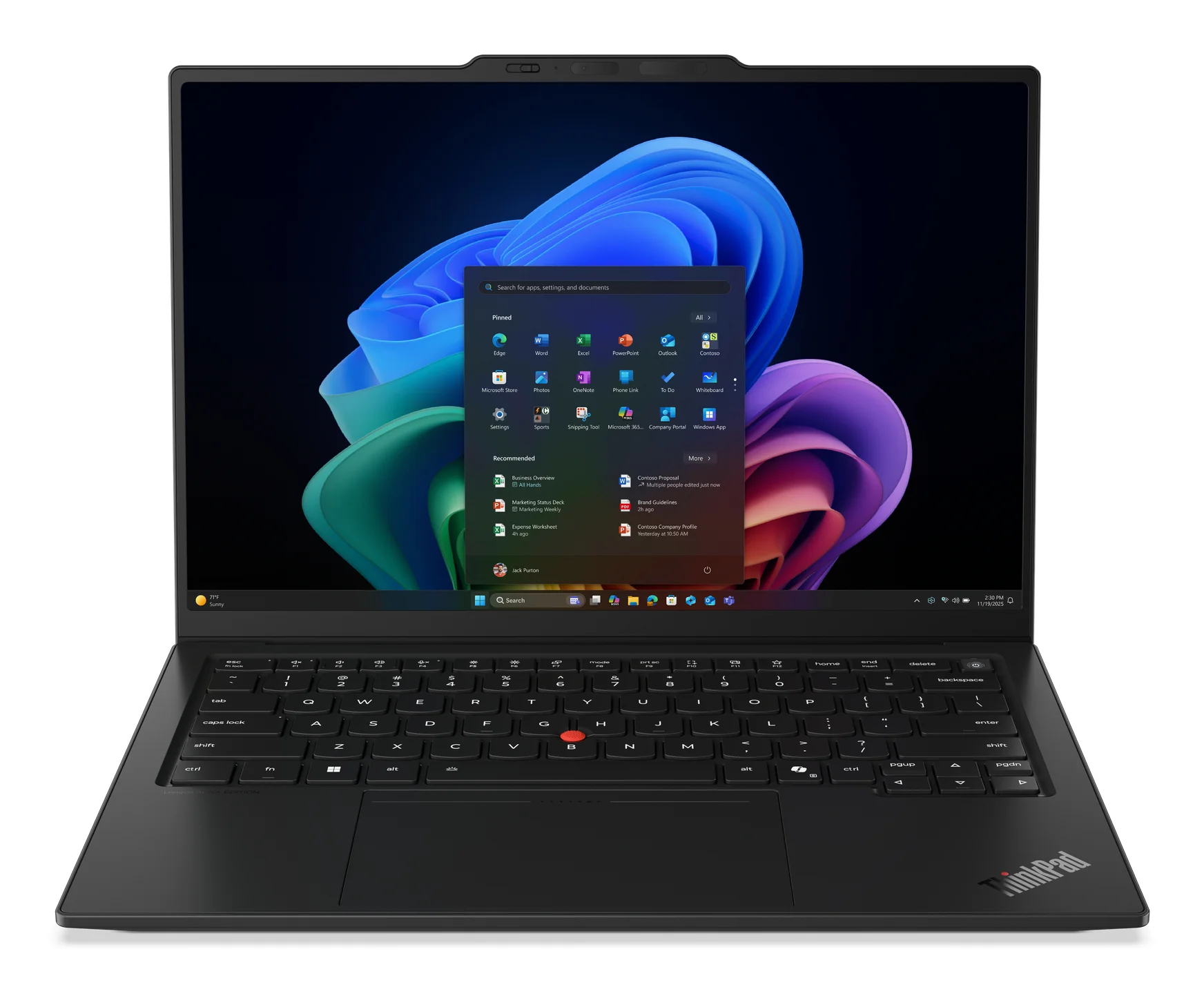 Lenovo ThinkPad X1 Carbon Gen 14 Aura Edition Copilot+ PC Intel Core Ultra 7 355 Laptop 35,6 cm (14") Touchscreen WUXGA 32 GB LPDDR5x-SDRAM 512 GB SSD Wi-Fi 7 (802.11be) Windows 11 Pro Schwarz Deutsch