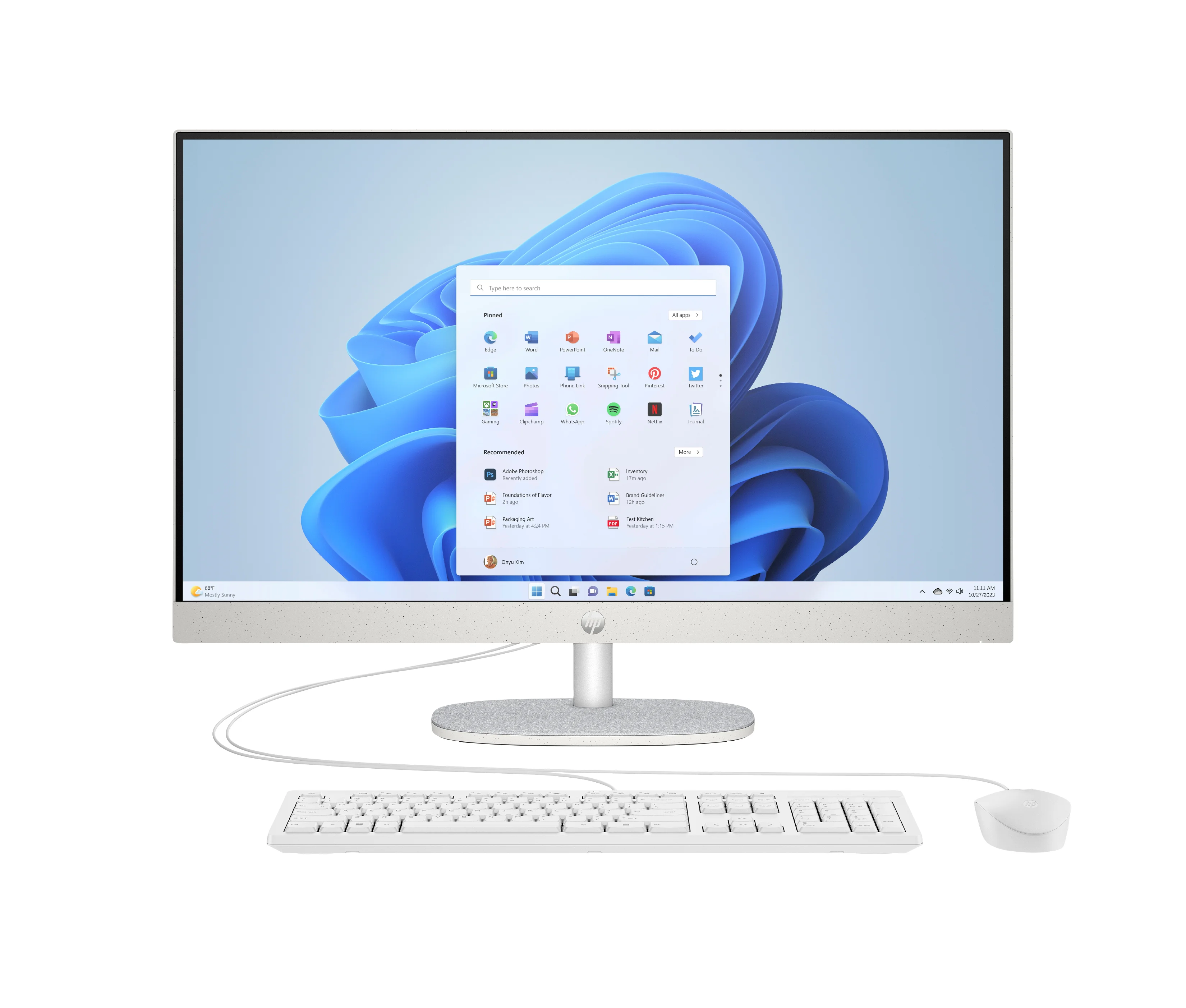 HP 27-cr0375ng PC AMD Ryzen™ 7 7730U 68,6 cm (27") 1920 x 1080 Pixel All-in-One-PC 16 GB DDR4-SDRAM 1 TB SSD Windows 11 Home Wi-Fi 6 (802.11ax) Weiß