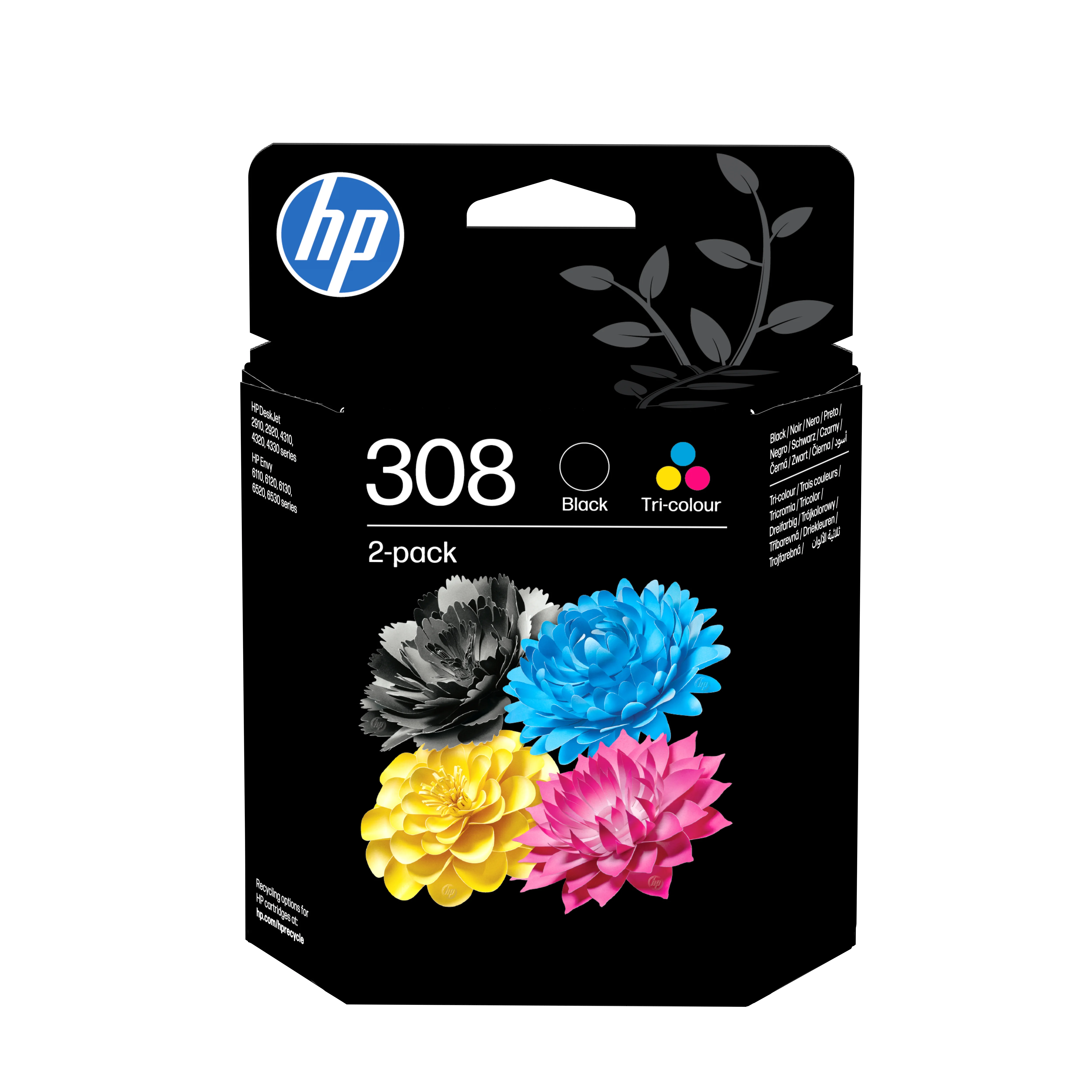 HP 308 2er-Pack Schwarz/Cyan/Magenta/Gelb Original Druckerpatronen-Kombipackung