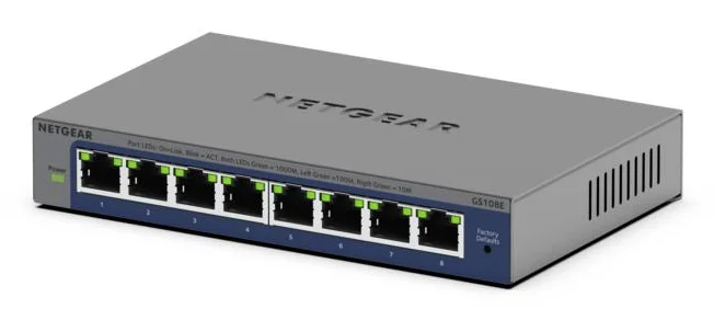 NETGEAR GS108Ev4 Unmanaged L2/L3 Gigabit Ethernet (10/100/1000) Grau