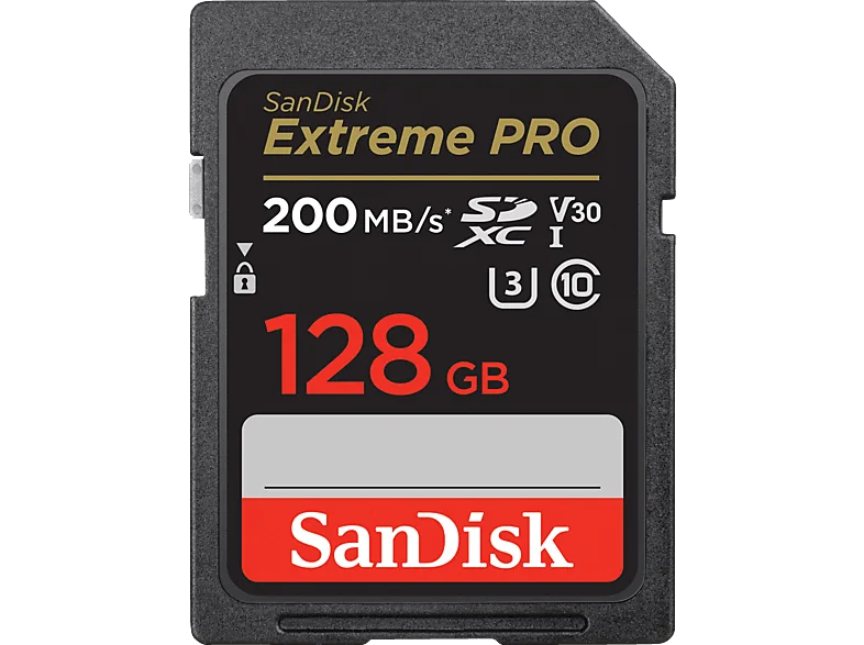 SANDISK Extreme PRO® UHS-I, SDXC Speicherkarte, 128 GB, 200 MB/s
