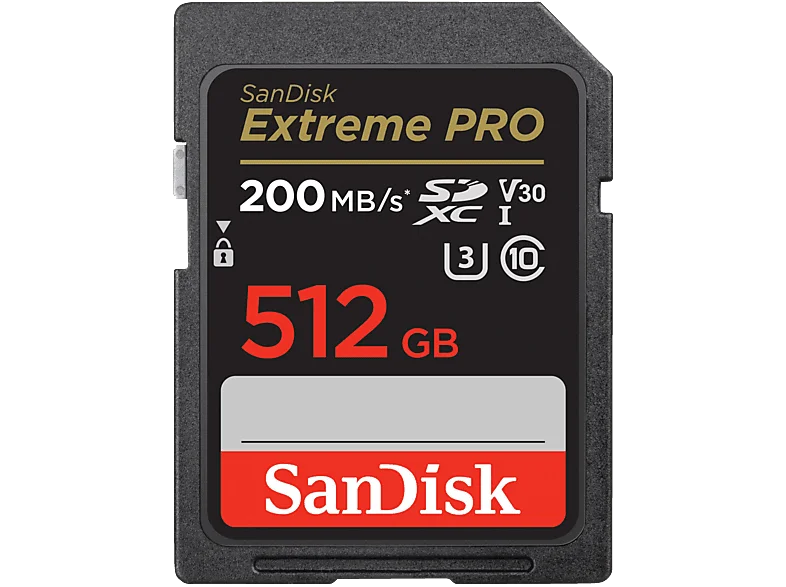 SANDISK Extreme PRO® UHS-I, SDXC Speicherkarte, 512 GB, 200 MB/s