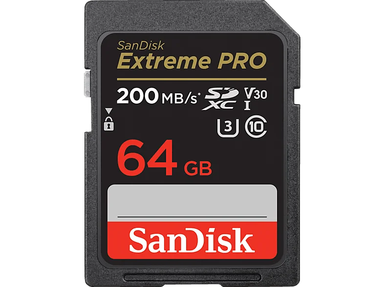 SANDISK Extreme PRO® UHS-I, SDXC Speicherkarte, 64 GB, 200 MB/s