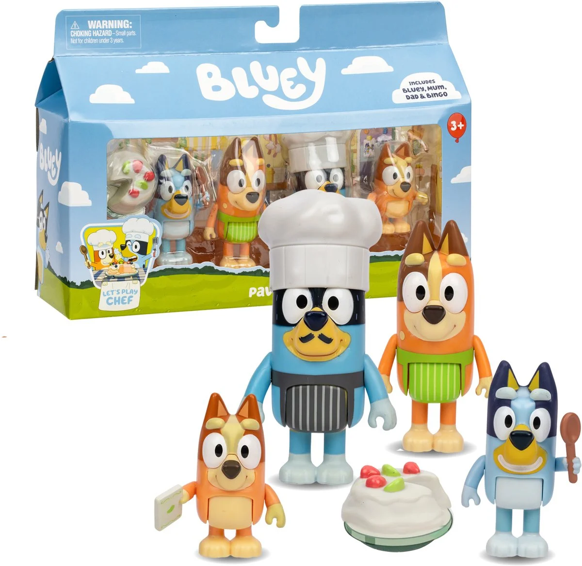 Moose Toys BLUEY - 'Let's Play Chef' Bak een Pavlova taart met Bluey & Familie - 4 figurenset