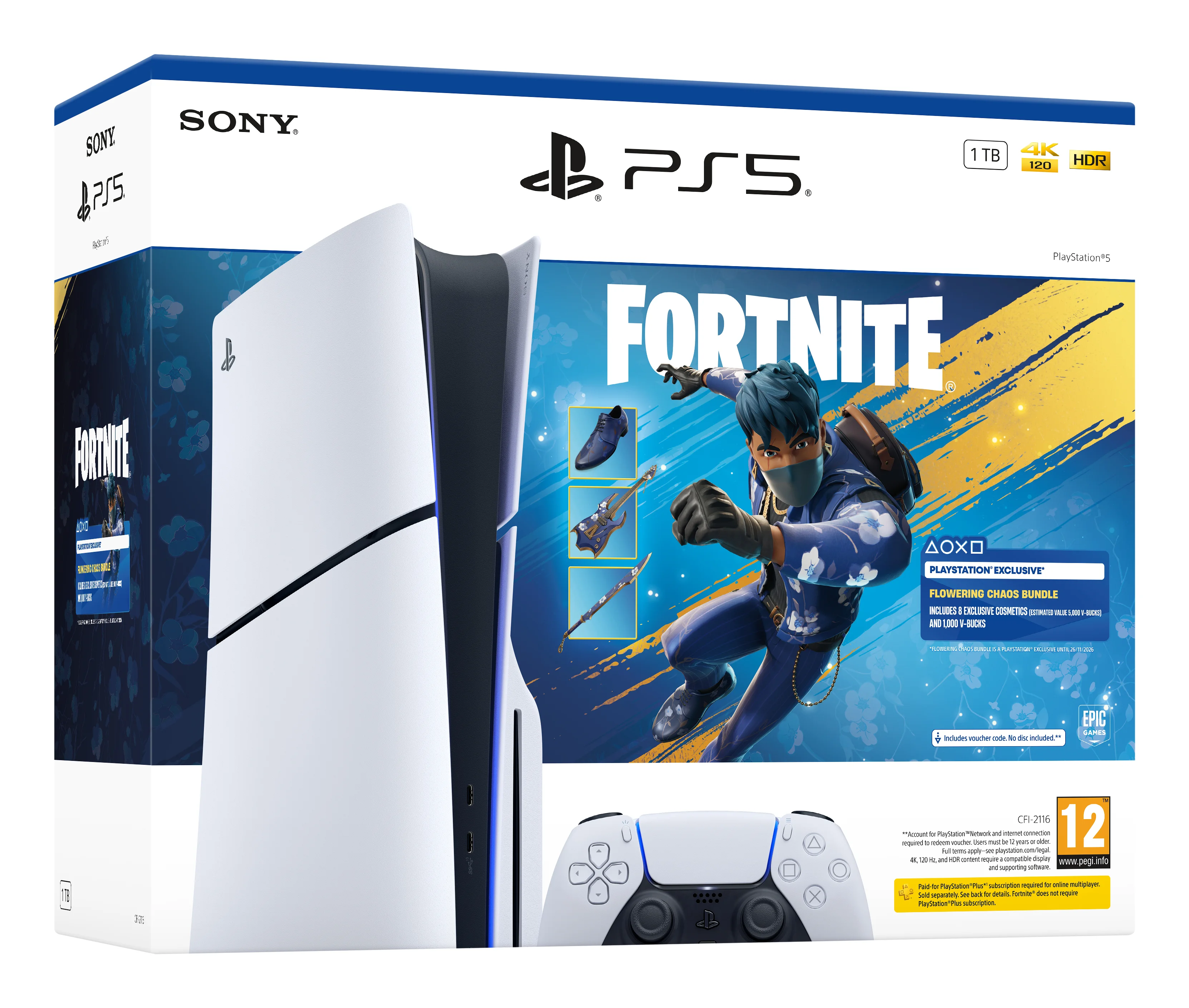 Sony Interactive Entertainment PlayStation 5 - Fortnite Flowering Chaos Bundle 1 TB WLAN Schwarz, Weiß
