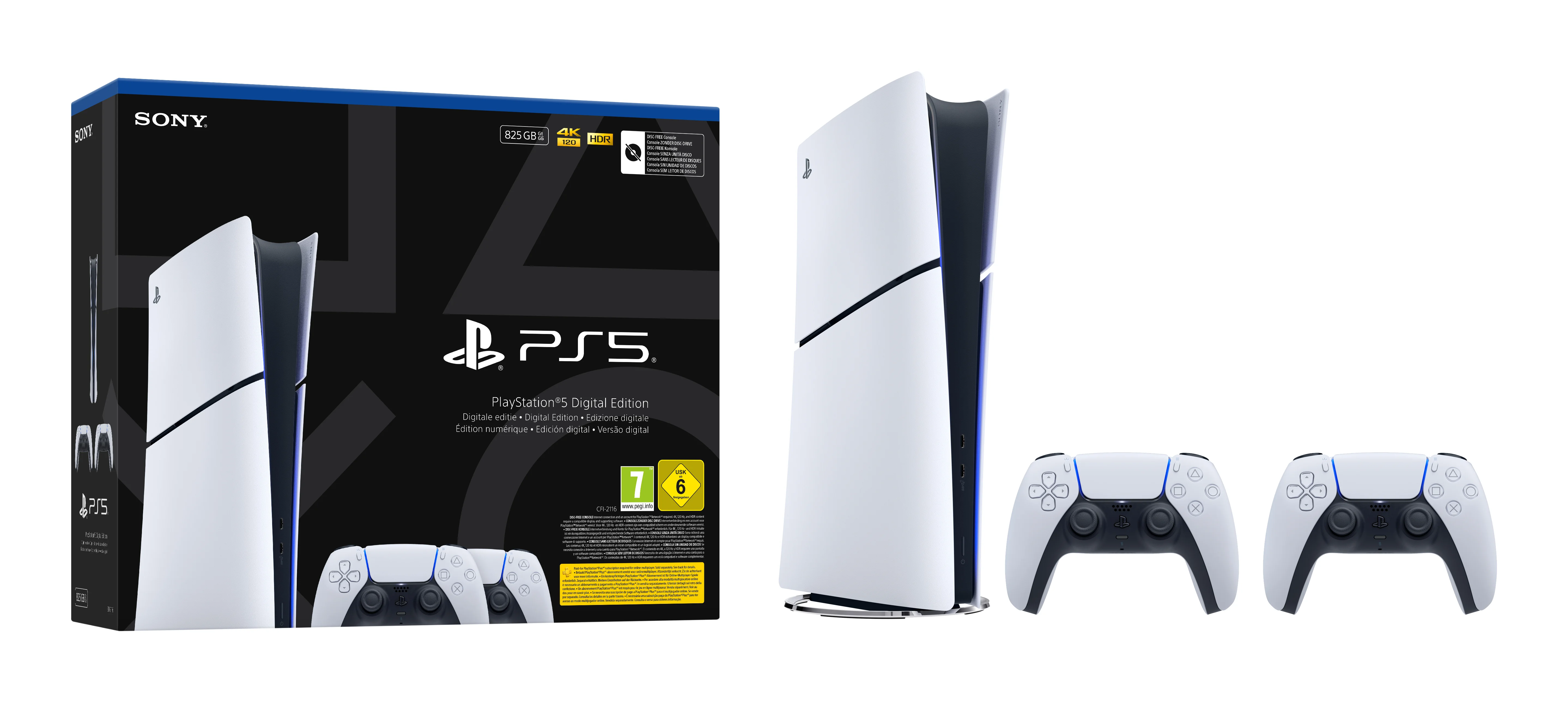 Sony Interactive Entertainment Playstation 5 Slim Digital 825 GB WLAN Schwarz, Weiß