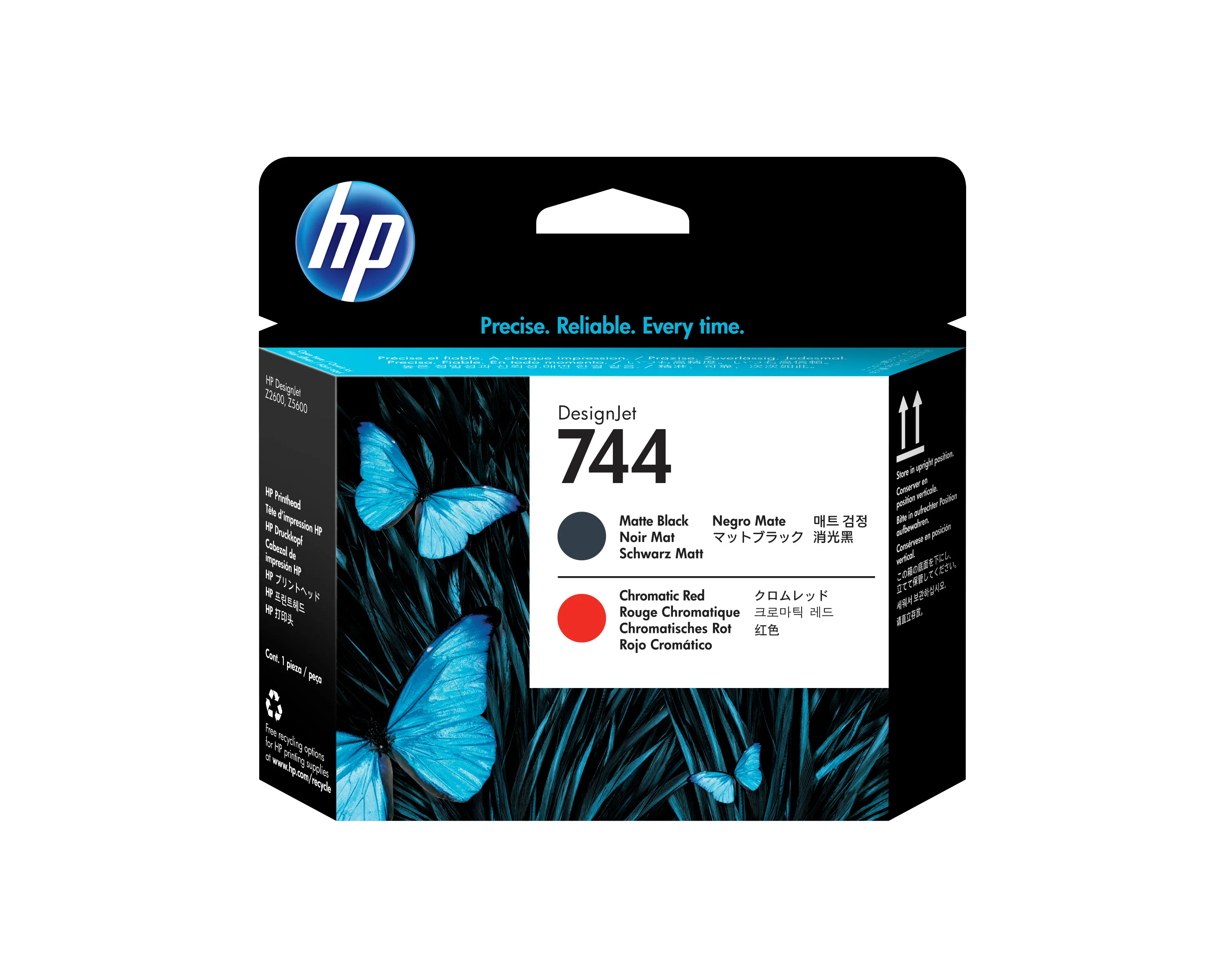 HP 744 DesignJet Druckkopf Mattschwarz/Chromatisches Rot