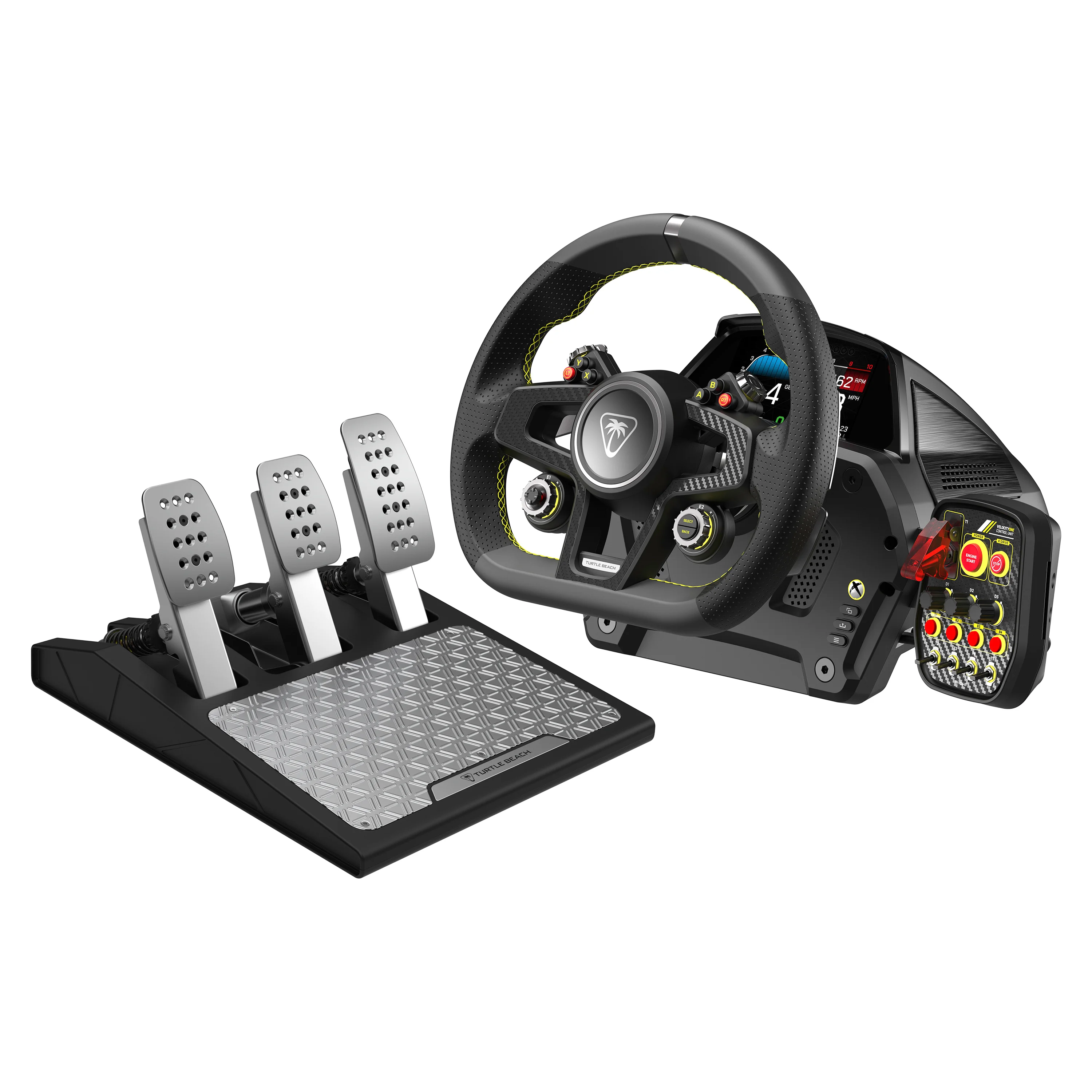 Turtle Beach VelocityOne Race Lenkrad & Pedalsystem mit Force Feedback, Magnetische Schaltwippen & Hall-Effekt-Sensoren für Xbox Series X|S, Xbox One, Windows 10 & 11 [Offiziell lizenziert für Xbox]