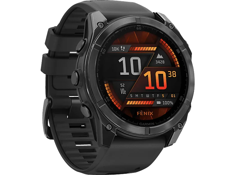 GARMIN fenix® 8 - 51 mm AMOLED Smartwatch Edelstahl Silikon, 26 mm, Schwarz