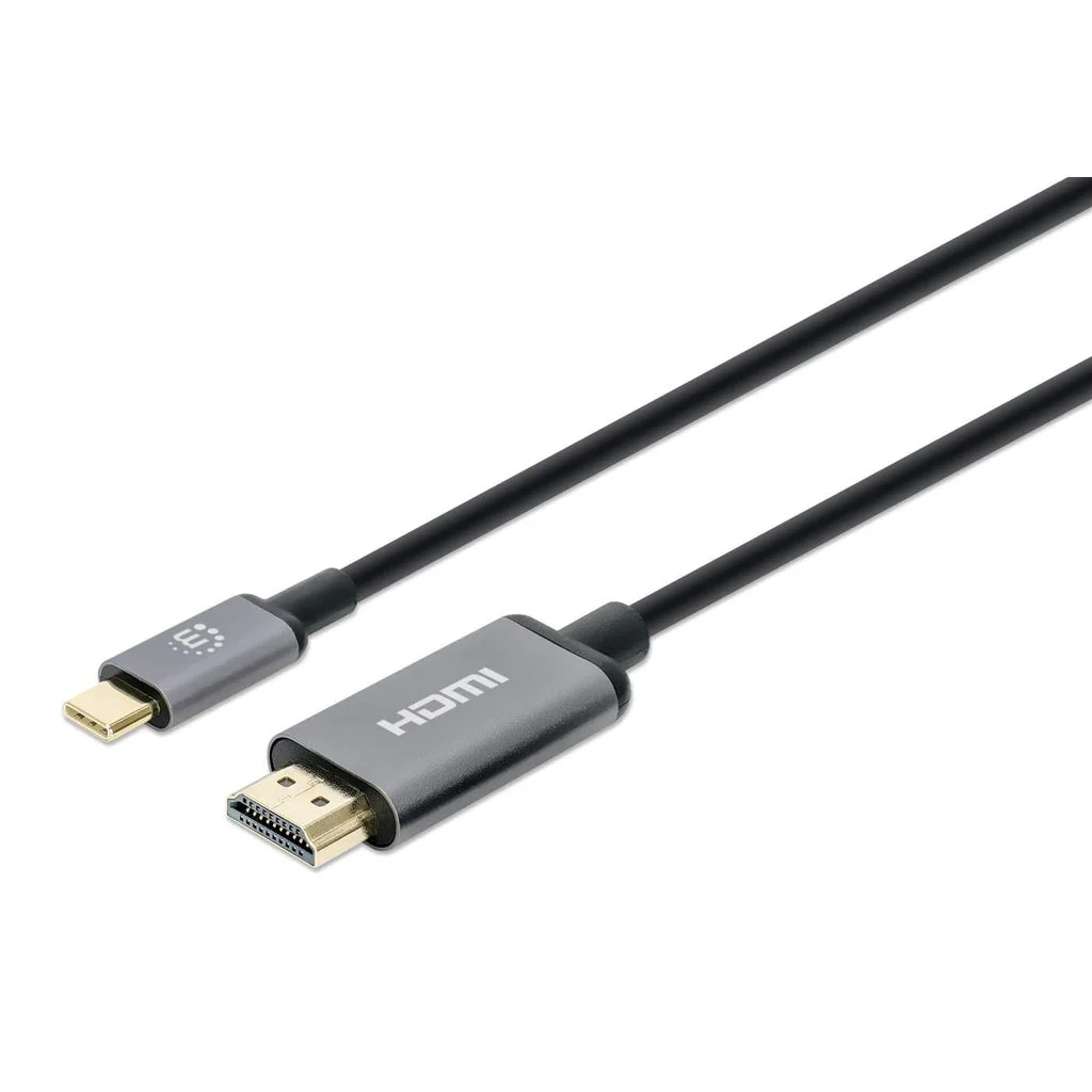 Manhattan 153607 Videokabel-Adapter 2 m HDMI Typ A (Standard) USB Typ-C Schwarz, Silber
