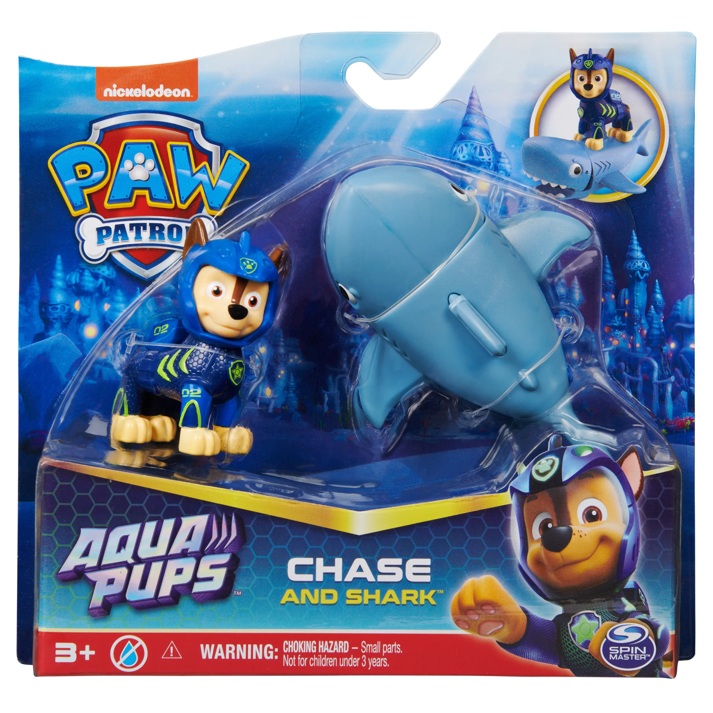 PAW Patrol , Aqua Pups - Hero Pups Actionfiguren-Set mit 1 Welpenfigur und 1 Meerestier - sortiert, Zufallsauswahl