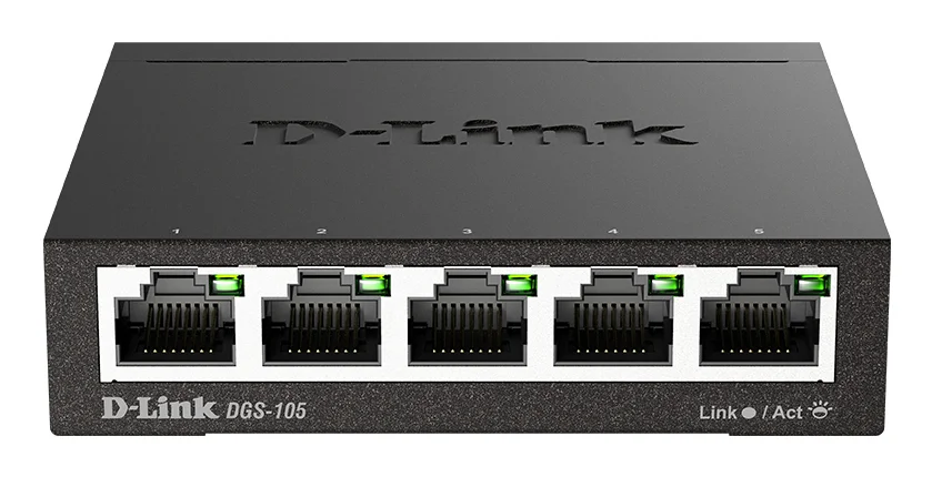 D-Link DGS-105 Unmanaged L2 Gigabit Ethernet (10/100/1000) Schwarz