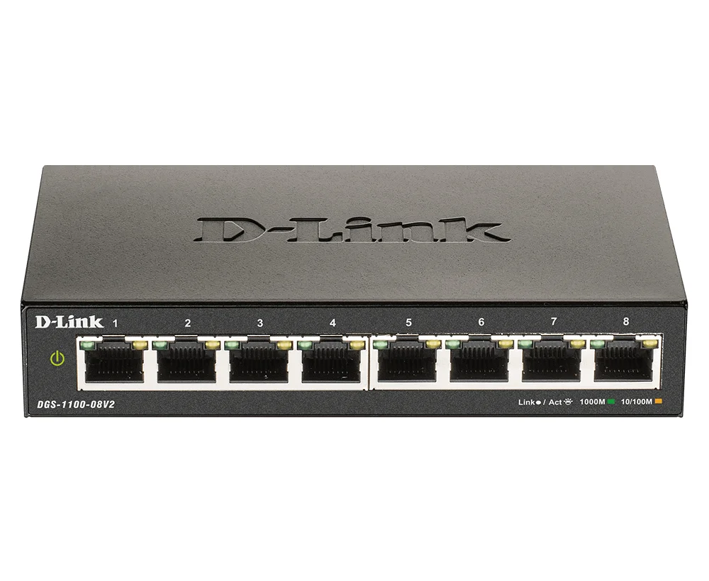 D-Link DGS-1100-08V2 Managed L2 Gigabit Ethernet (10/100/1000) Schwarz