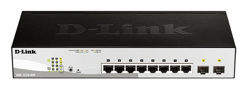 D-Link DGS-1210-08P Managed L2 Gigabit Ethernet (10/100/1000) Power over Ethernet (PoE) Schwarz