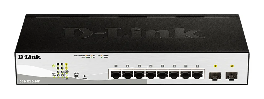 D-Link DGS-1210-10P Managed L2 Gigabit Ethernet (10/100/1000) Power over Ethernet (PoE) 1U Schwarz